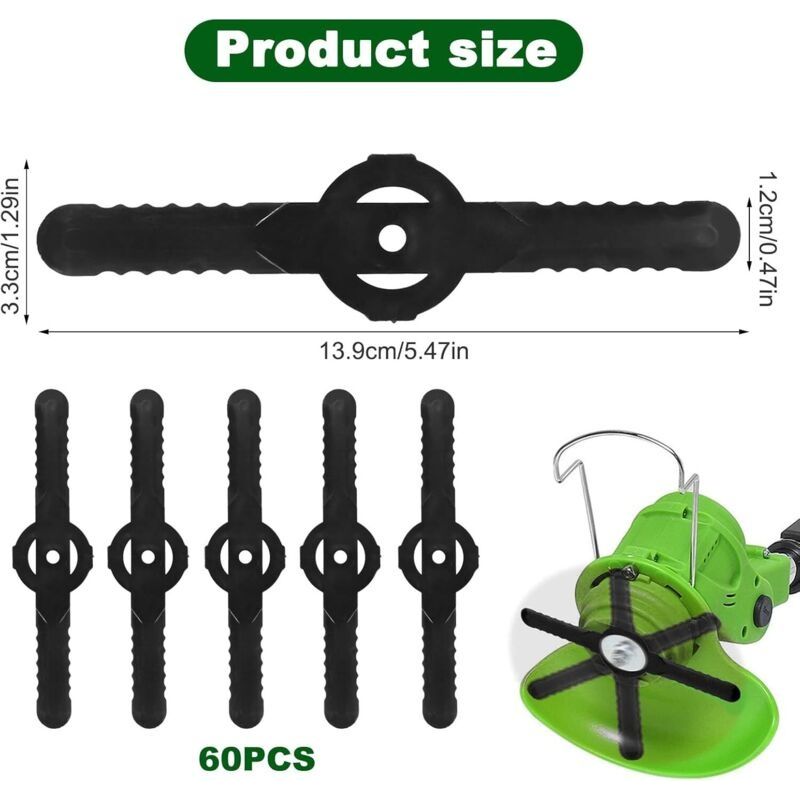 10er-pack Ersatzmesser Aus Kunststoff, 14 Cm – Für Rasenmäher – Einfacher Austausch – Schwarzes Kunststoffmaterial
