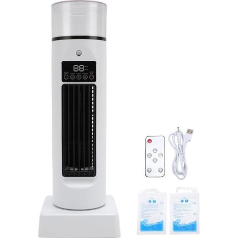 Turmventilator Ohne Rotorblätter Mit Fernbedienung, Usb-anschluss, Leiser Betrieb, Sprühnebelfunktion, Luftkühler, Luftbefeuchter