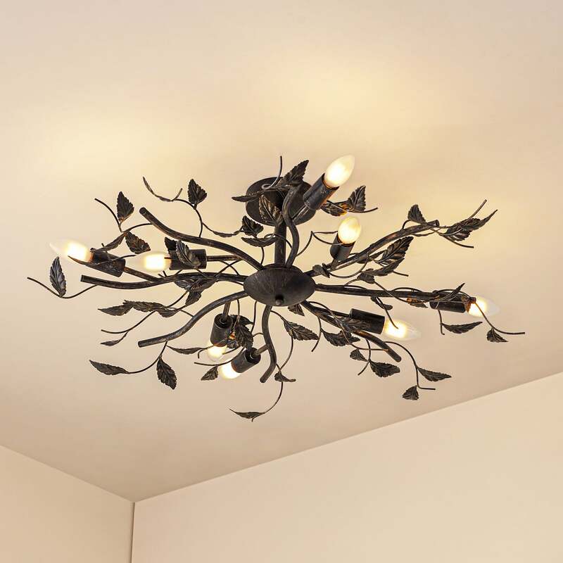 [neuwertig] B-ware Lindby Deckenlampe Deckenlampe Leuchte Yos In Blattoptik, 8 Flammig, Schwarz117