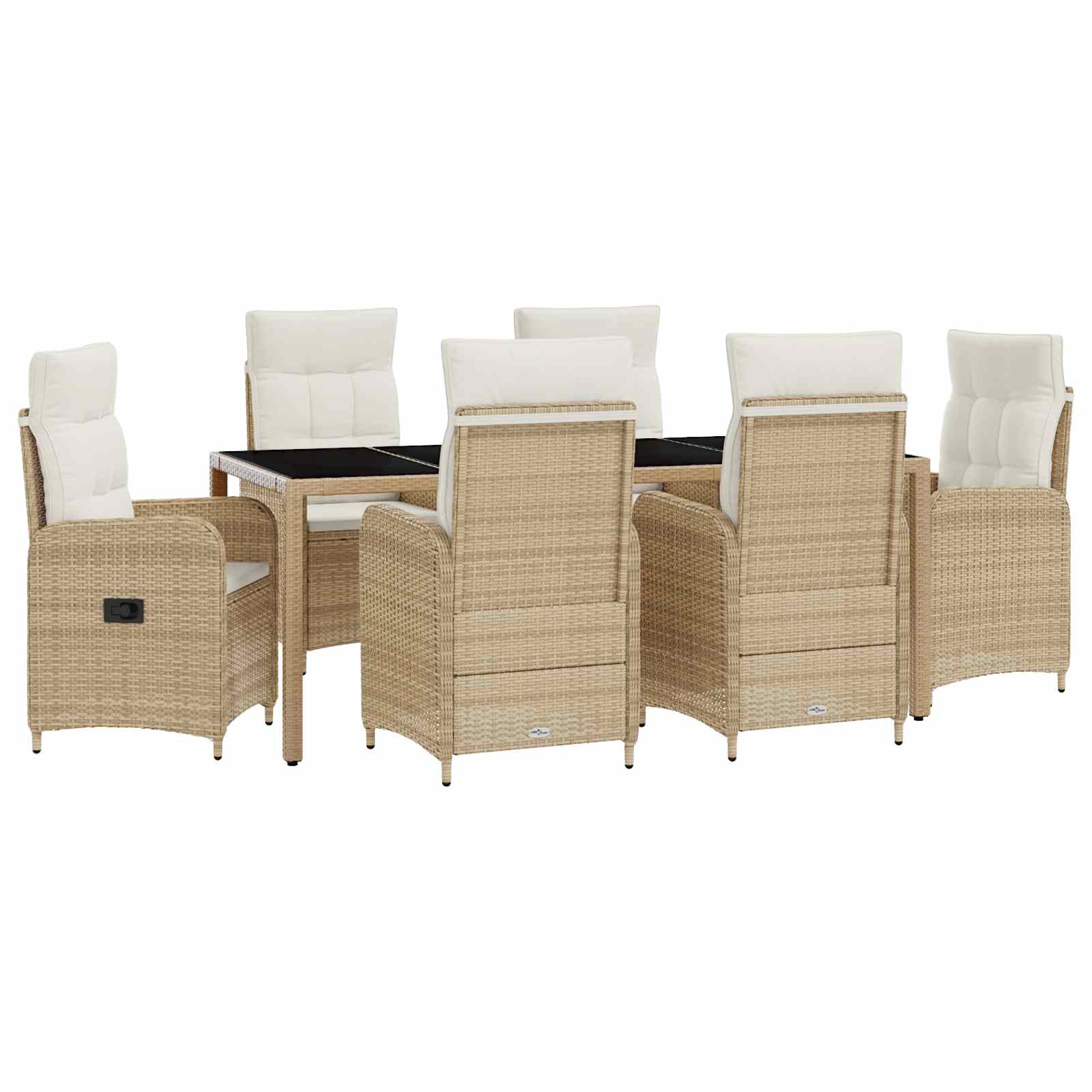 Maison Exclusive - Outdoortisch-set 7 Stk. Beige Und Cremeweiß 19