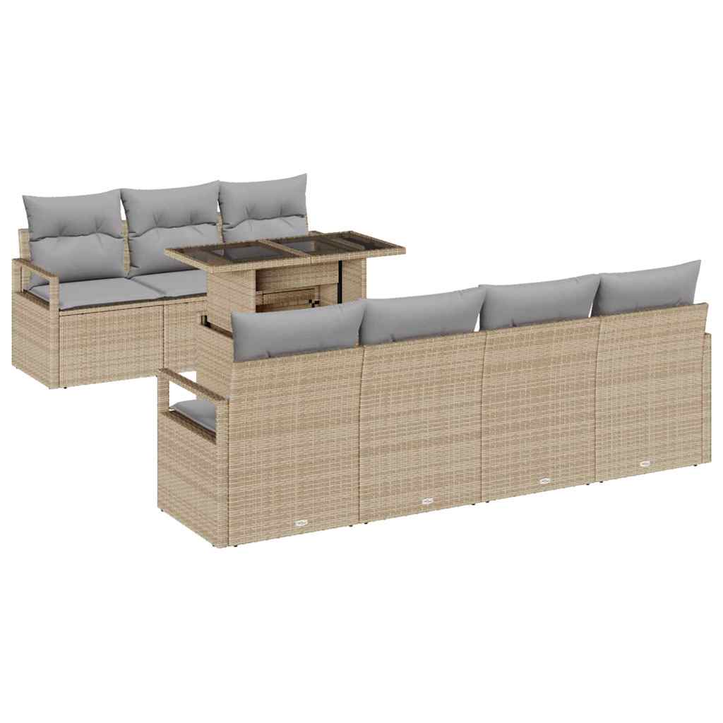 Maison Exclusive - Gartensofa-set 8 Stk. 7-sitzer Beige Und Hellg