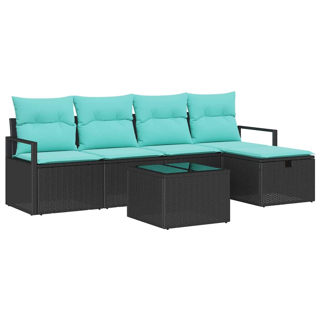 Maison Exclusive - Sofa Set 6 Stk. 5-sitzer Schwarz Und Türkis Po