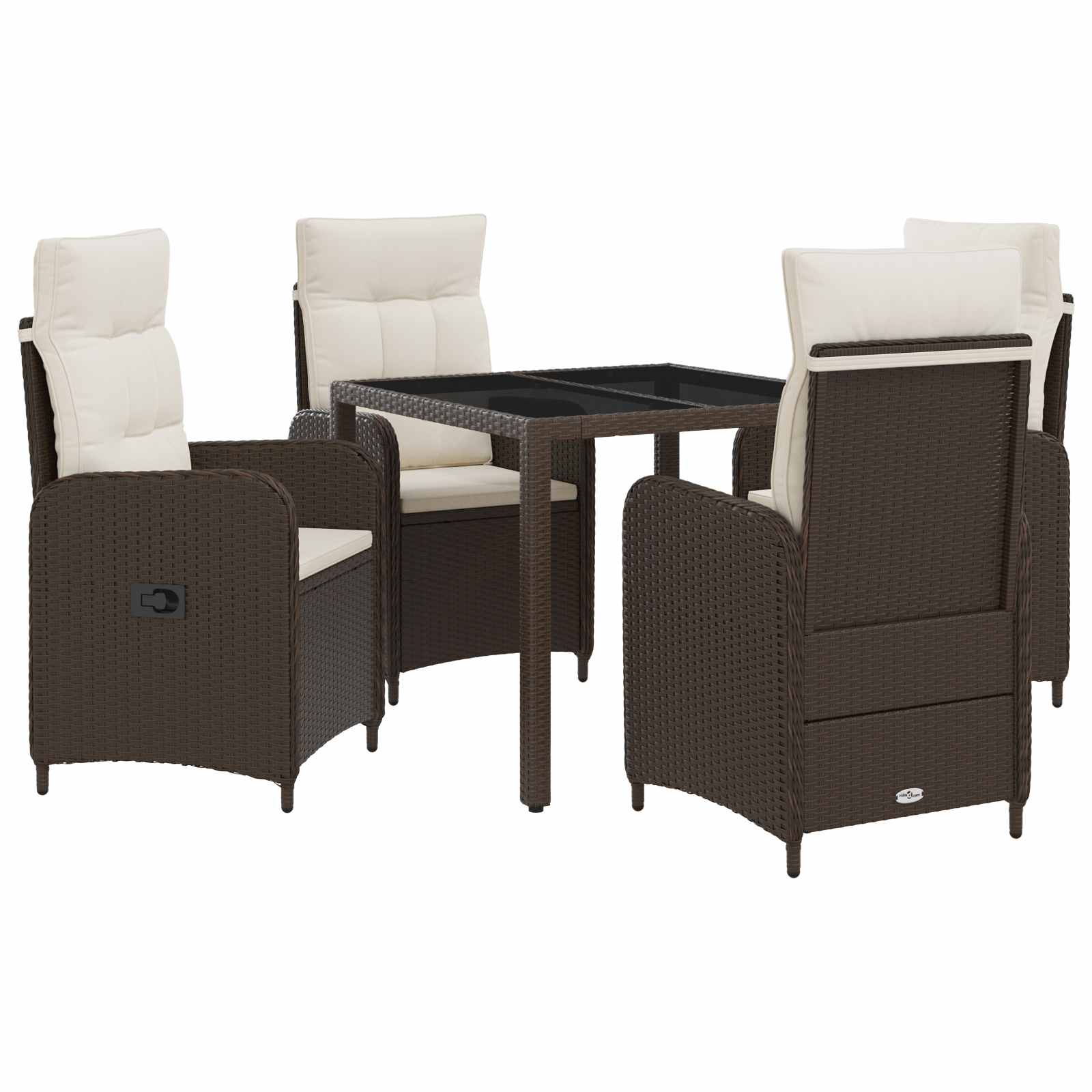Maison Exclusive - Outdoortisch-set 5 Stk. Braun Und Creme Weiß 9
