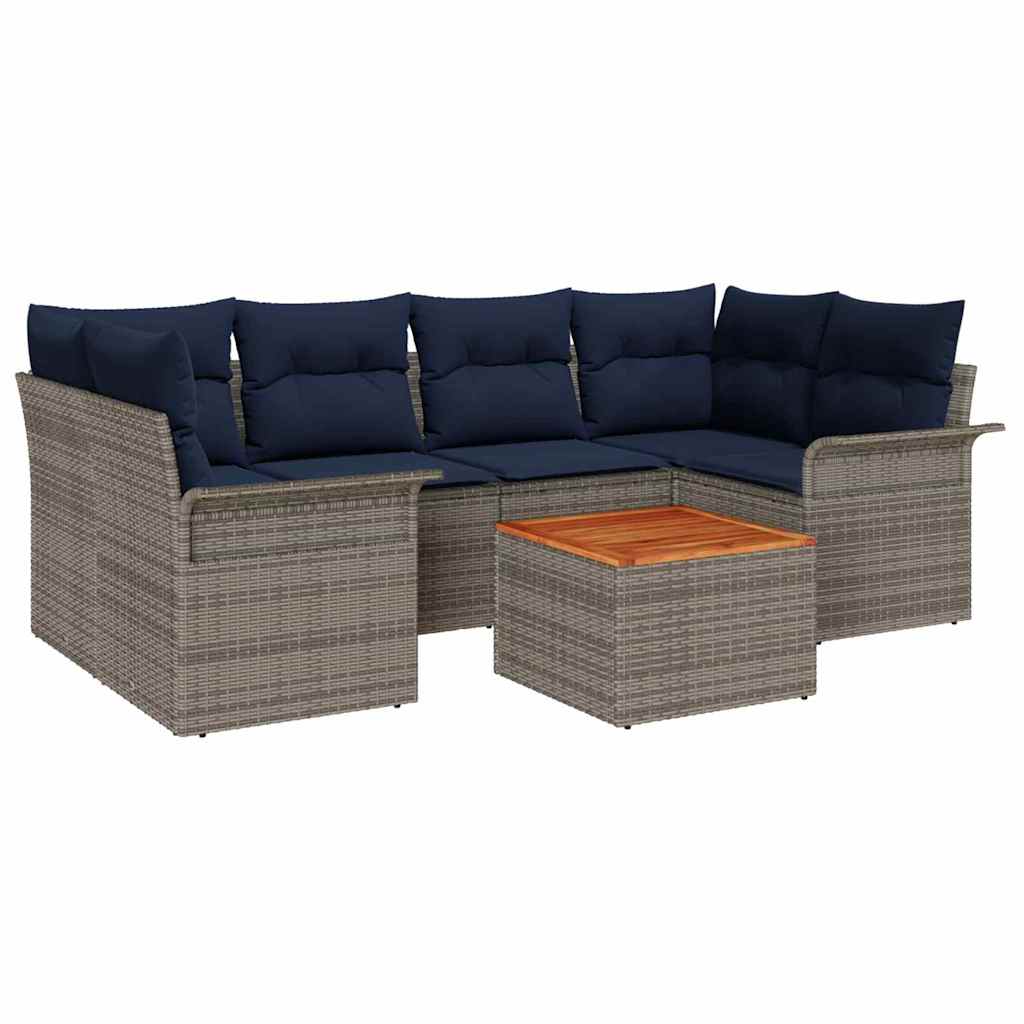 Maison Exclusive - Gartensofa-set 7 Stk. 6-sitzer Grau Und Marine