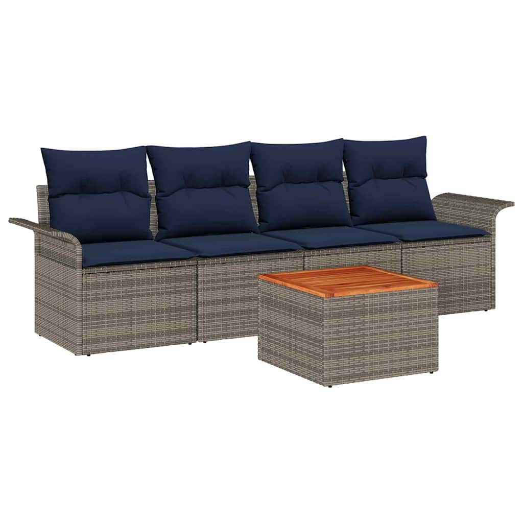Maison Exclusive - Gartensofa-set 5 Stk. 4-sitzer Grau Und Marine
