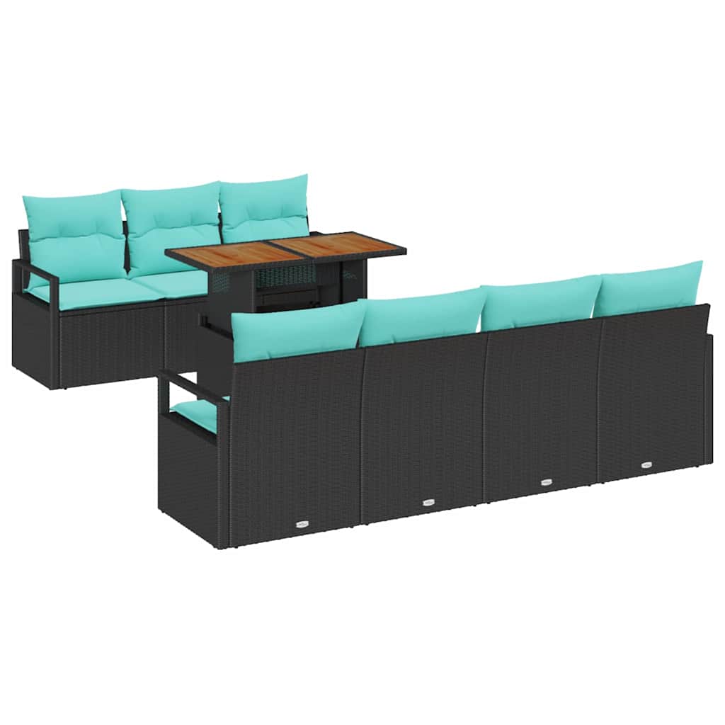 Maison Exclusive - Gartensofa-set 8 Stk. 7-sitzer Schwarz Und Tür