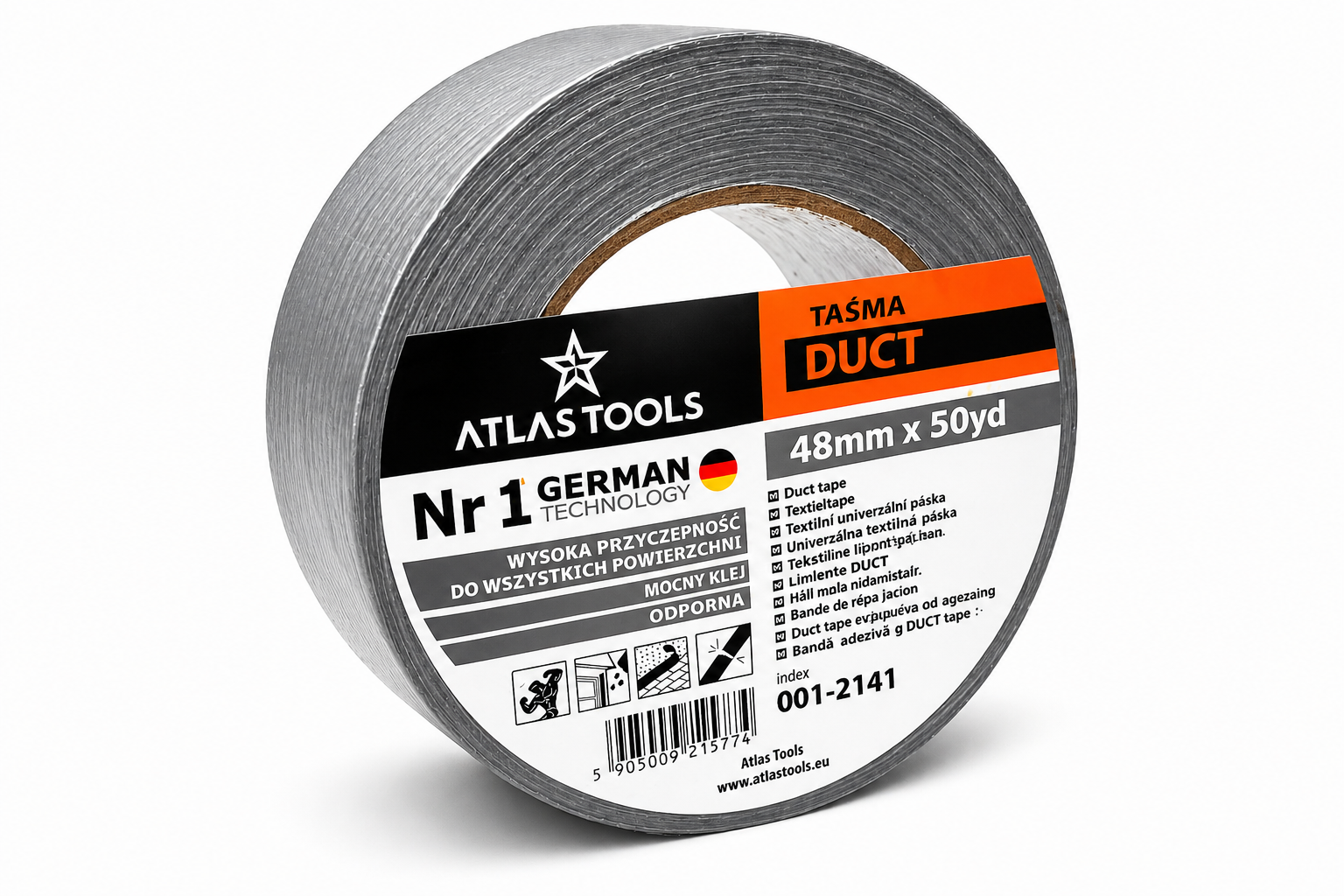 Atlas Tools Silbernes Gewebeband 48 Mm/50 Yd