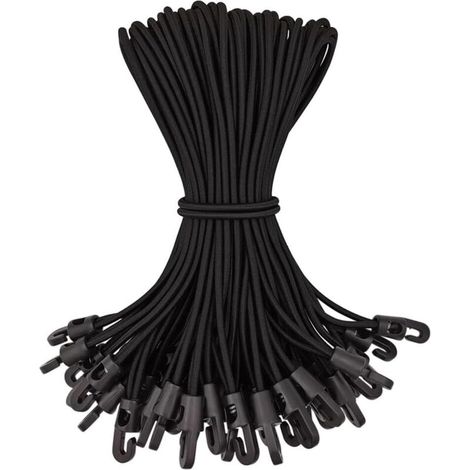 Lot De 50 Tendeurs Élastiques 25 Cm – Crochets En Plastique Pour Bâche – Caoutchouc Résistant Aux Intempéries – Applications Camping Et Jardin