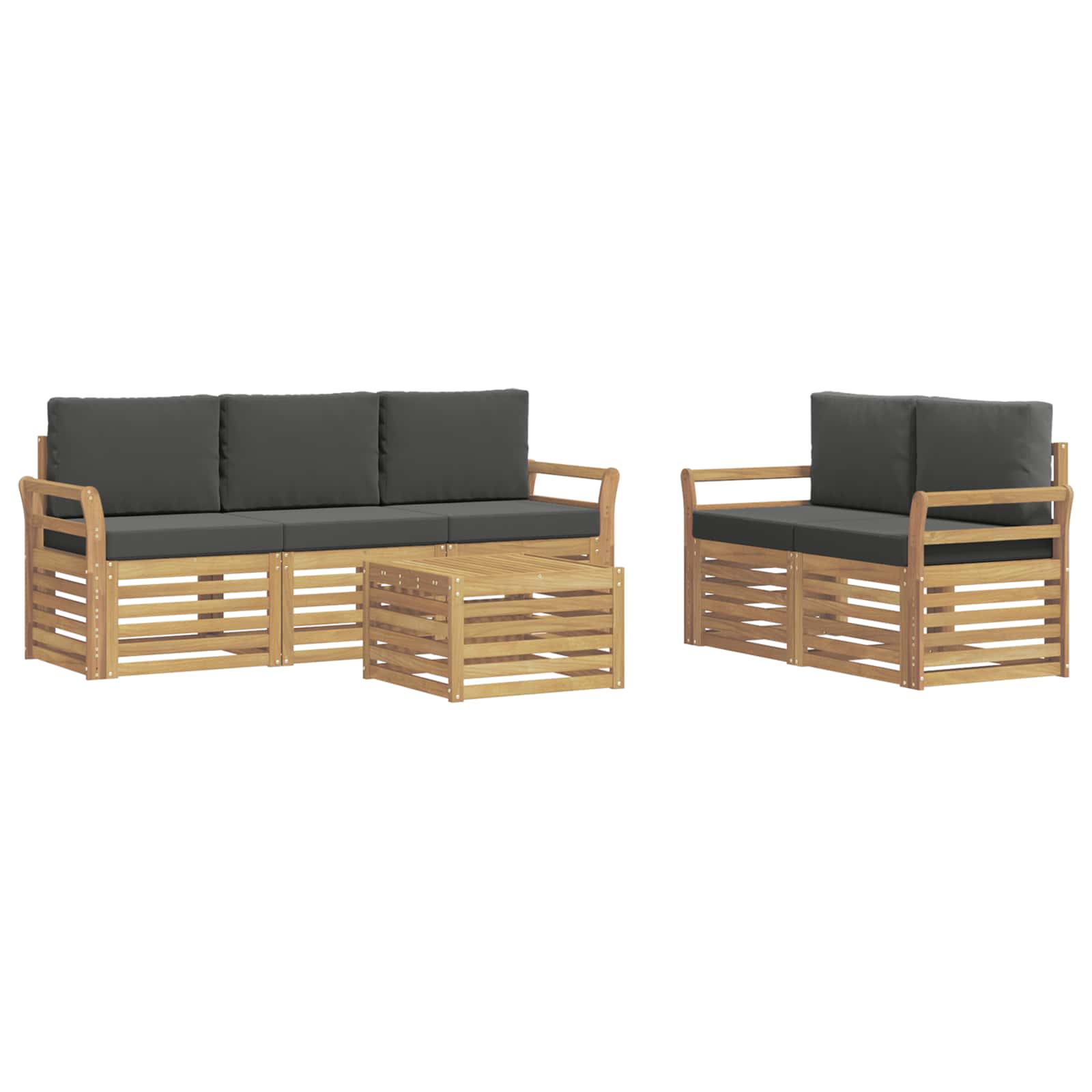 Outdoor-sofagarnitur 6 Stk. 5-sitzer Weiß Und Anthrazit Vidaxl