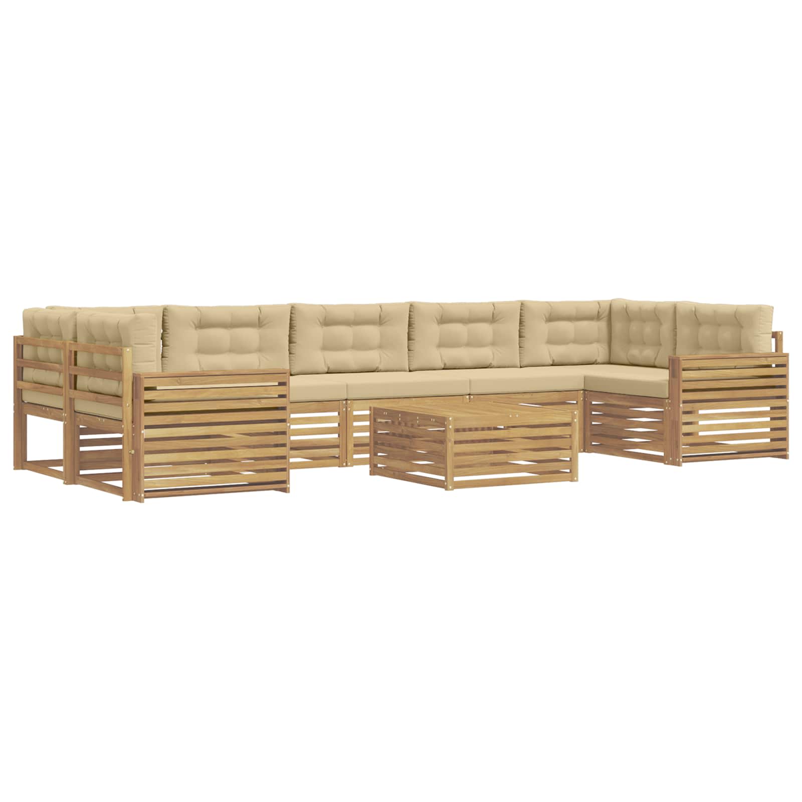Outdoor-sofagarnitur 8 Stk. 7-sitzer Weiß Und Beige Vidaxl