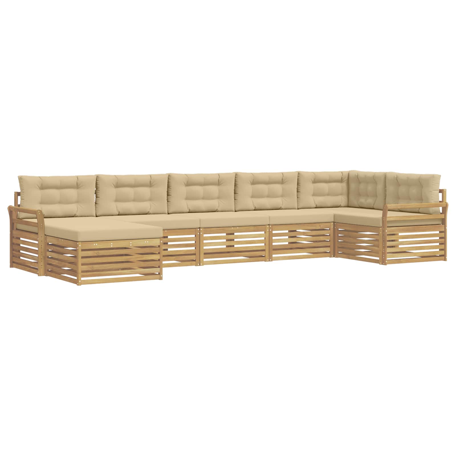 Outdoor-sofagarnitur 7 Stk. 7-sitzer Weiß Und Beige Vidaxl
