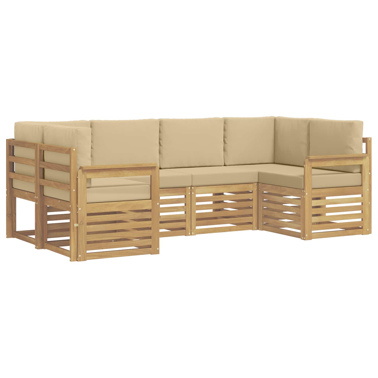 Outdoor-sofagarnitur 6 Stk. 6-sitzer Weiß Und Beige Polyester Vidaxl