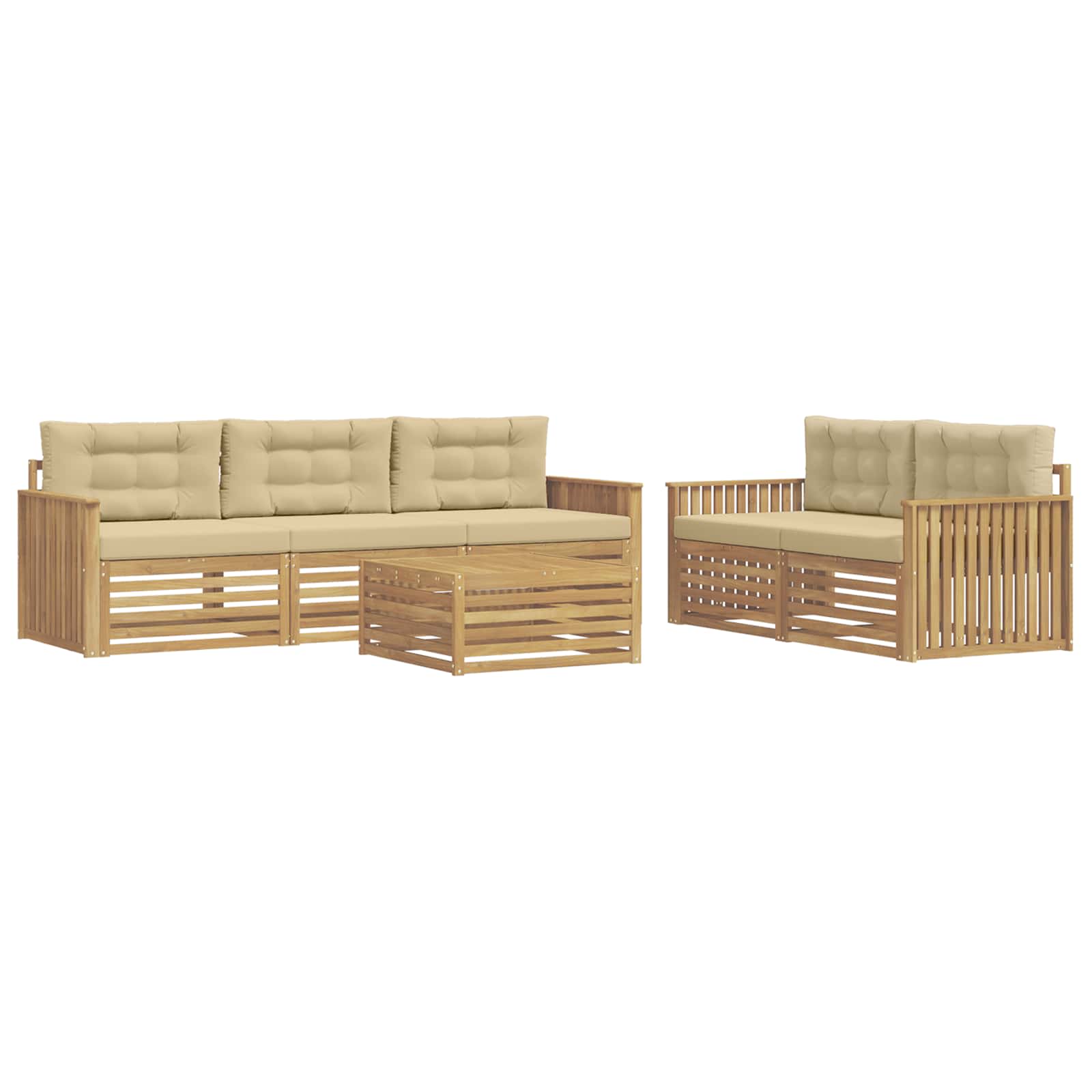 Outdoor-sofagarnitur 6 Stk. 5-sitzer Weiß Und Beige Vidaxl