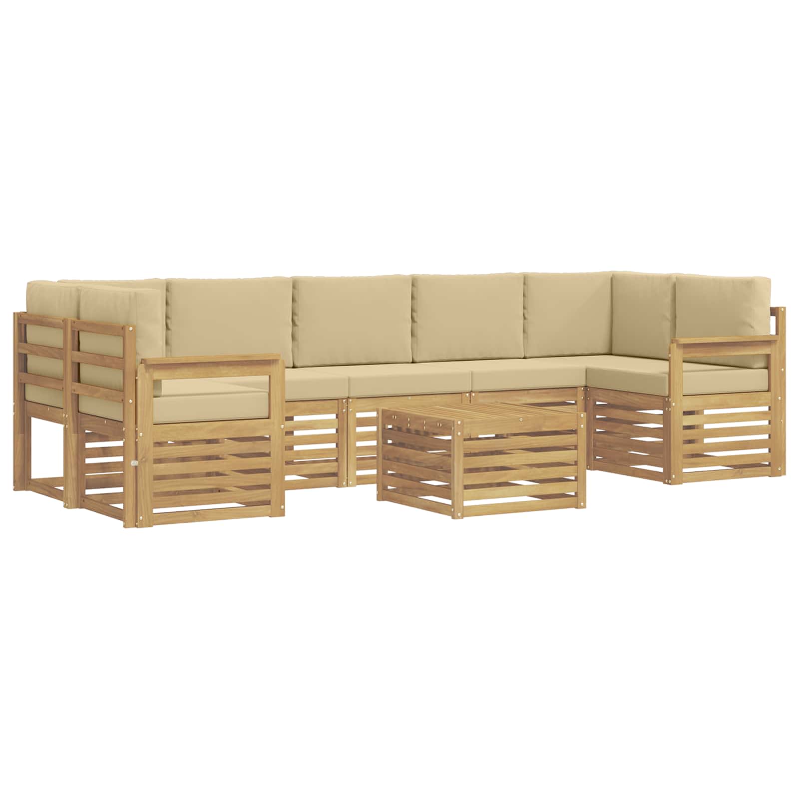 Outdoor-sofagarnitur 8 Stk. 7-sitzer Weiß Und Beige Polyester Vidaxl