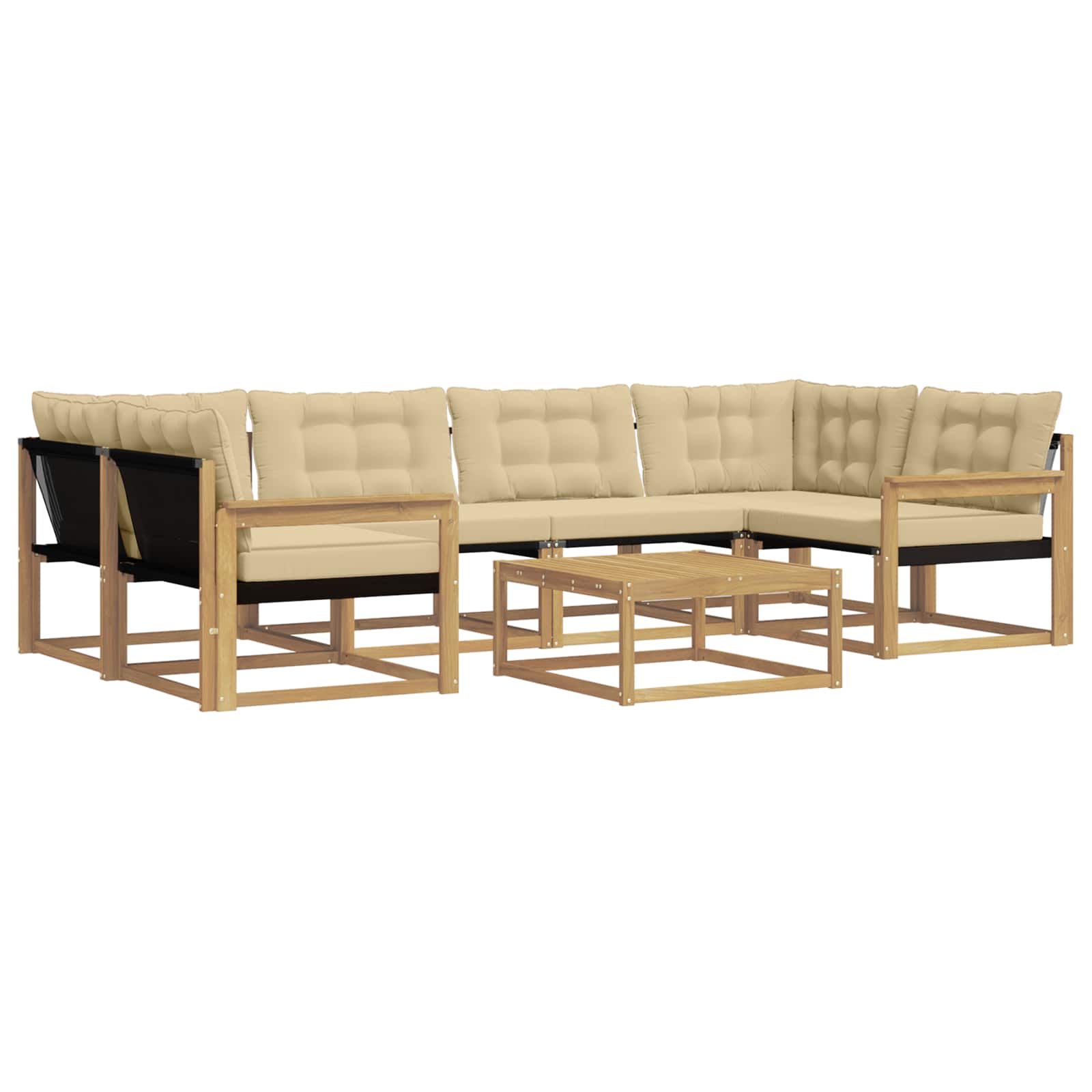 Outdoor-sofagarnitur 7 Stk. 6-sitzer Weiß Und Beige Vidaxl