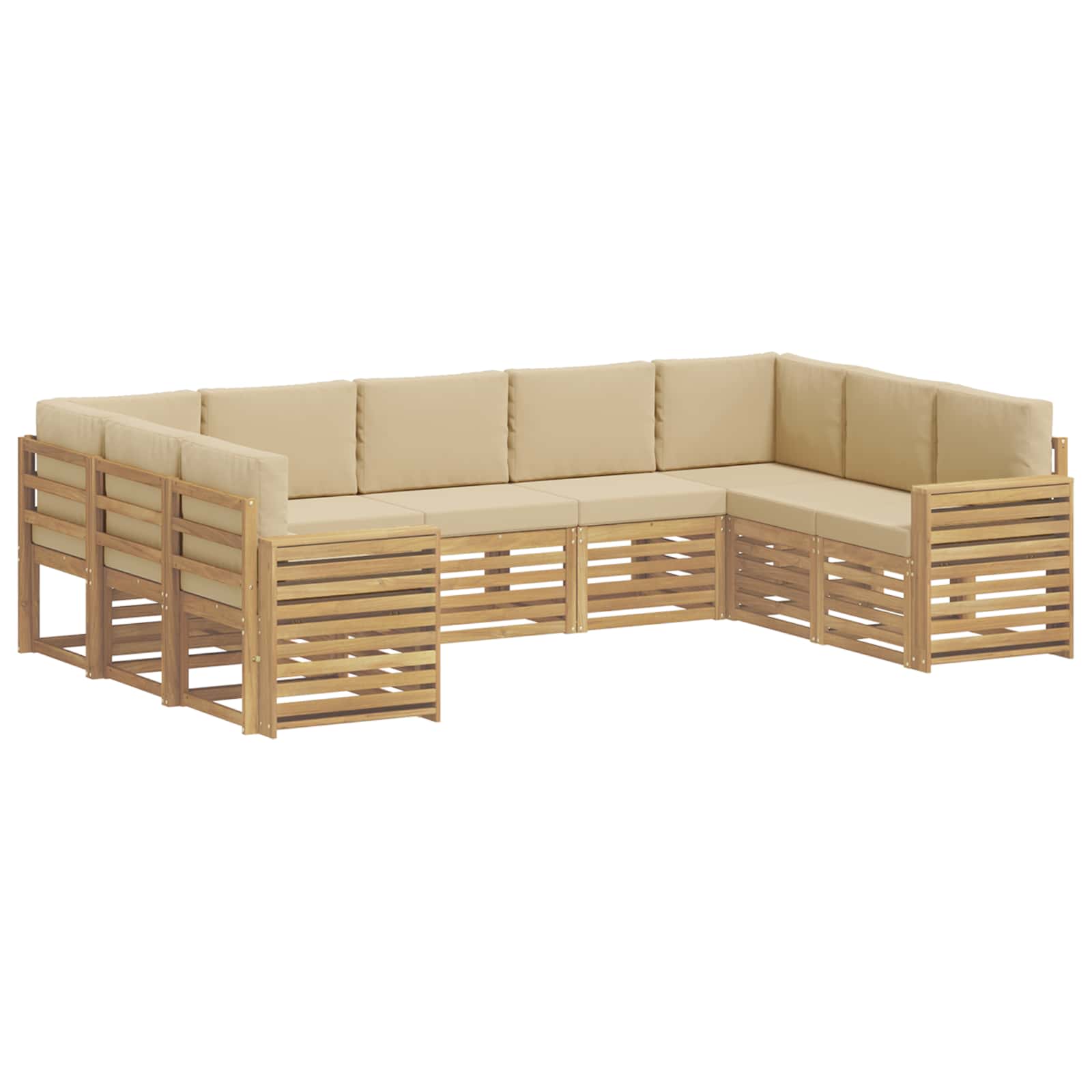 Outdoor-sofagarnitur 9 Stk. 9-sitzer Weiß Und Beige Polyester Vidaxl
