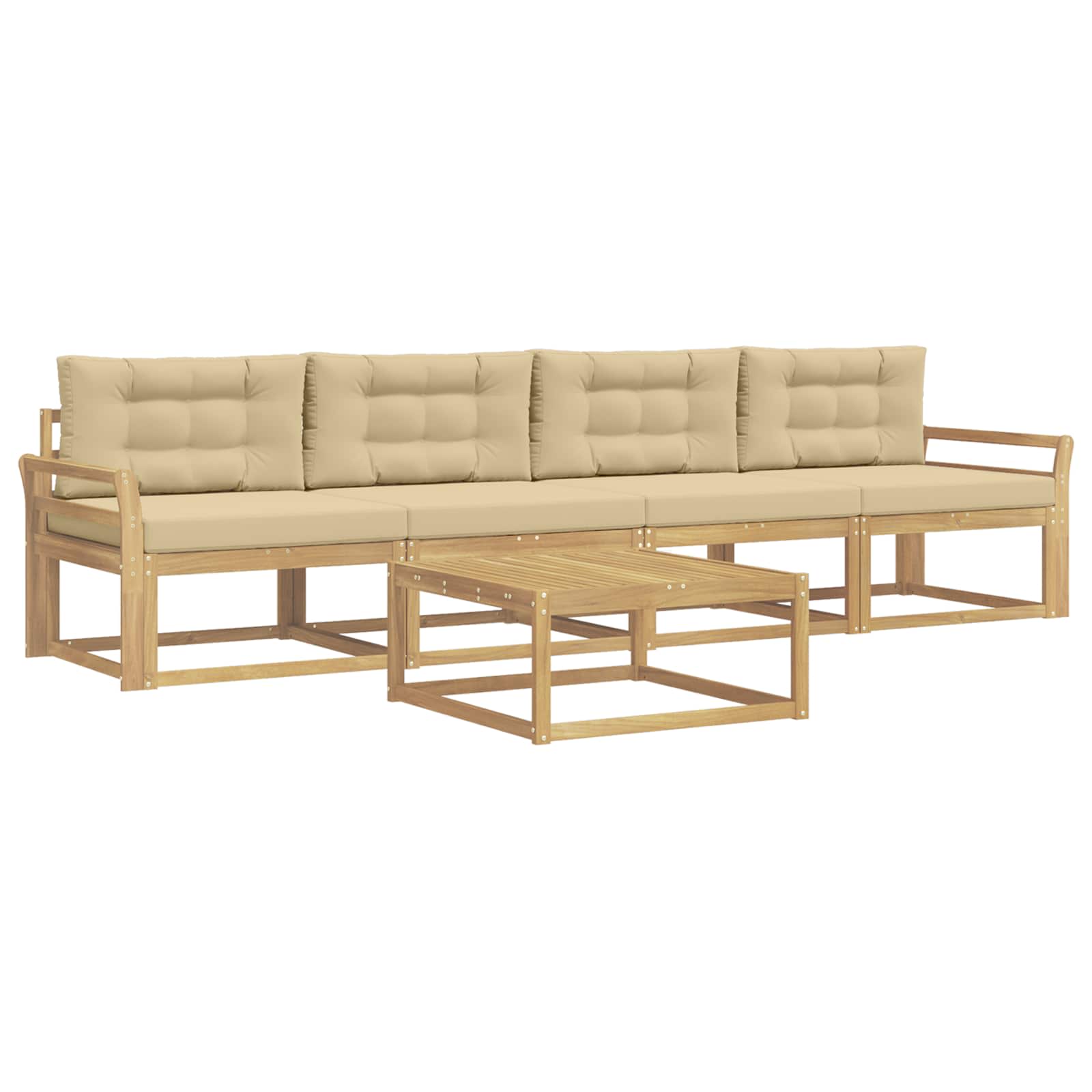 Outdoor-sofagarnitur 4 Stk. 4-sitzer Weiß Und Beige Vidaxl