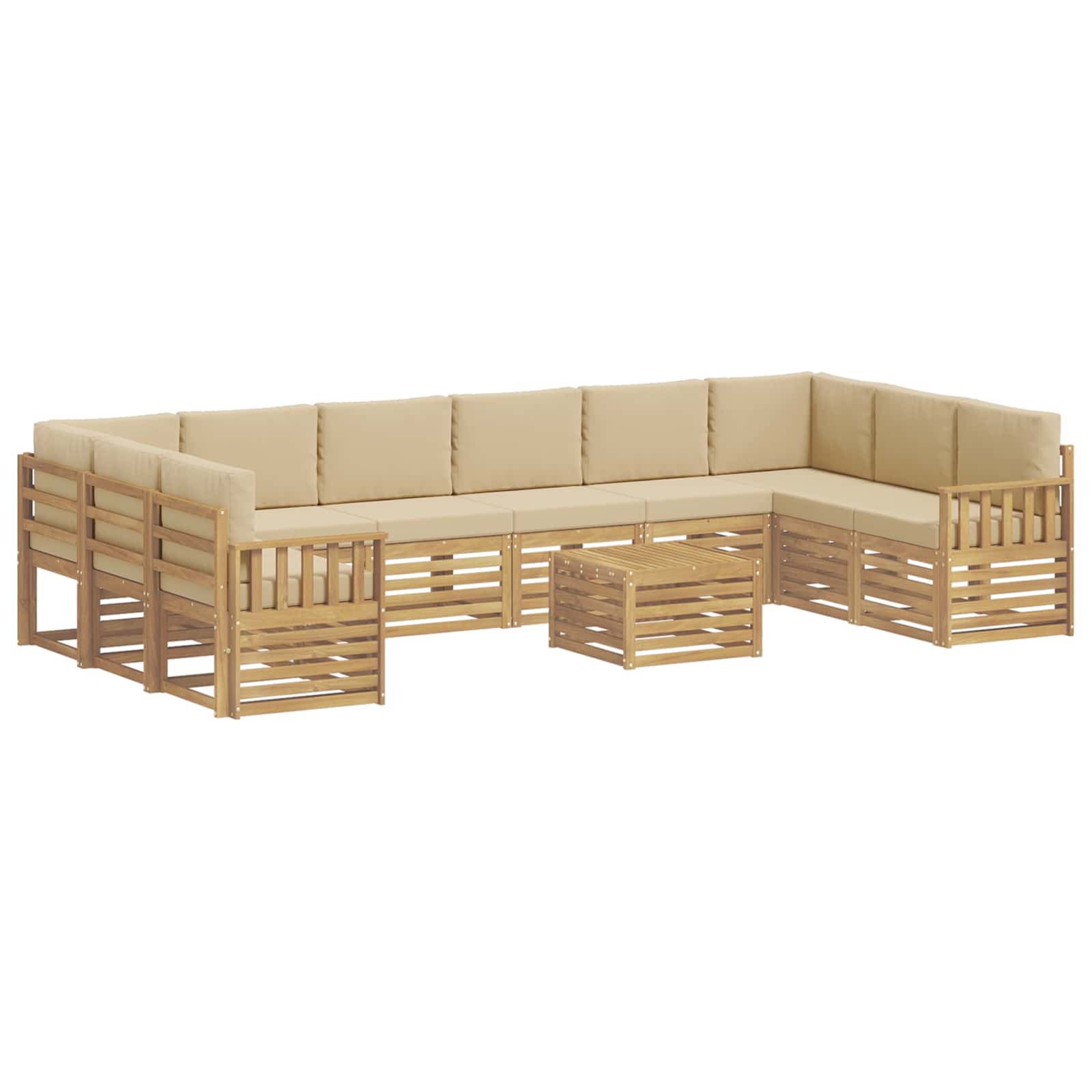 Outdoor-sofagarnitur 8 Stk. 10-sitzer Weiß Und Beige Polyester Vidaxl