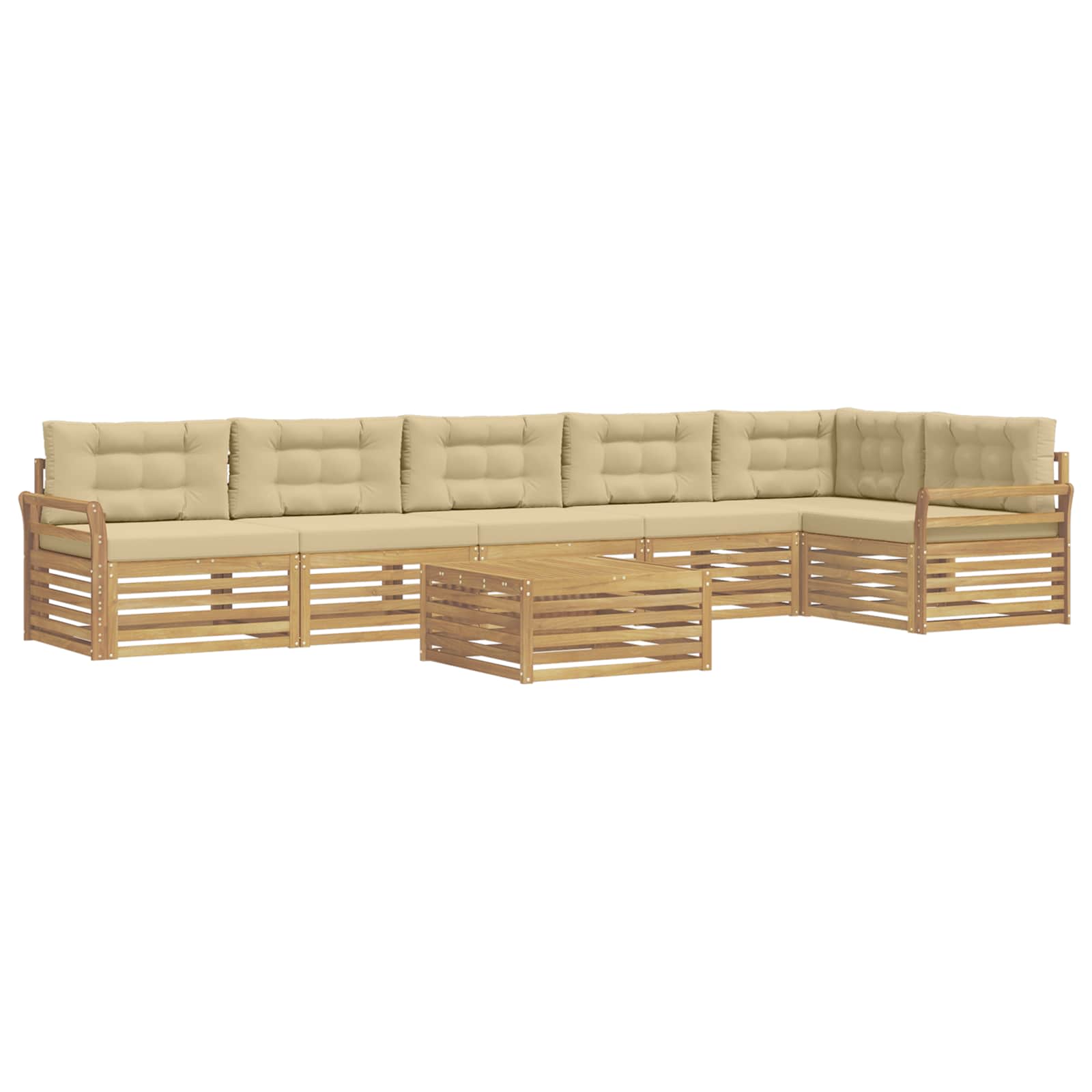 Outdoor-sofagarnitur 7 Stk. 6-sitzer Weiß Und Beige Polyester Vidaxl
