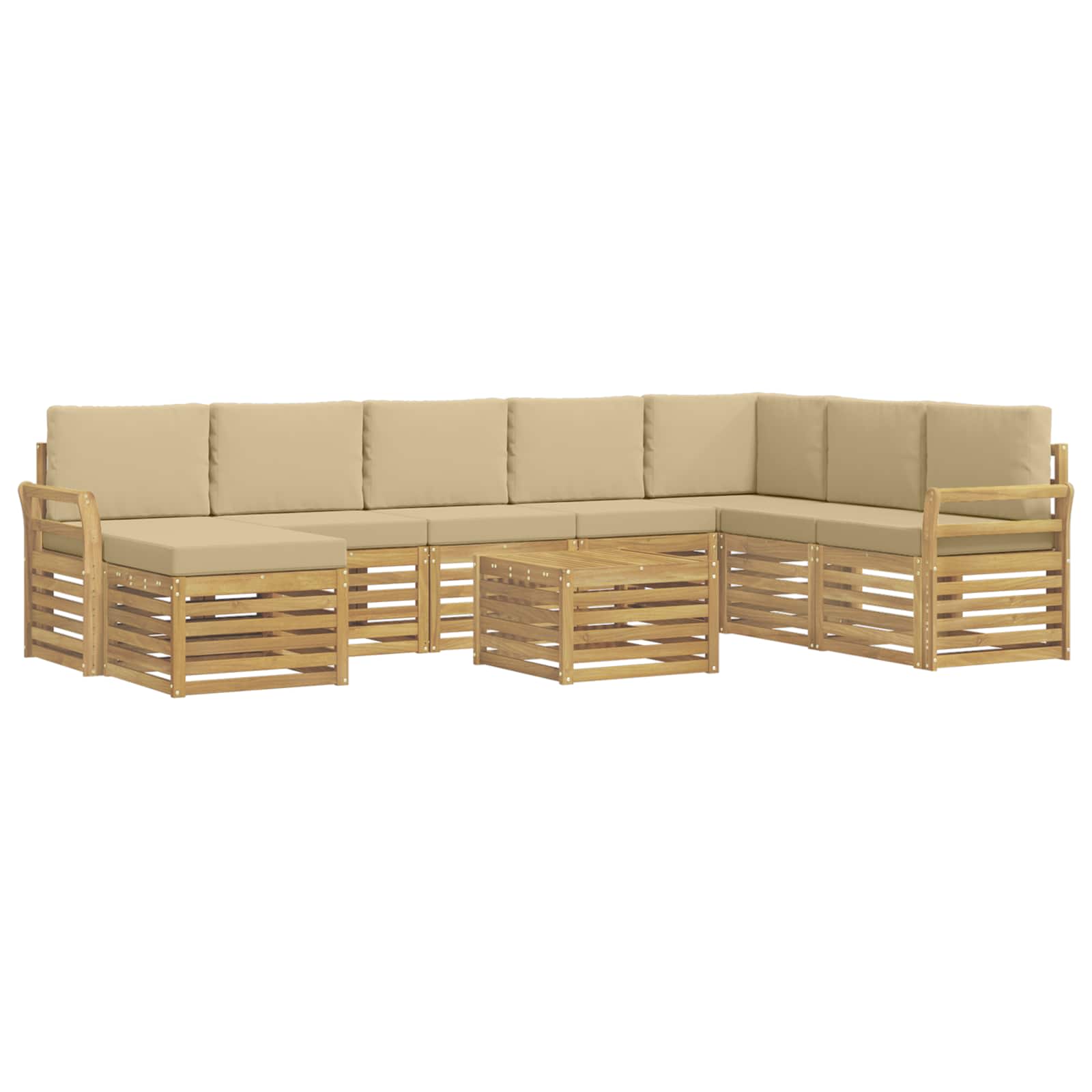 Outdoor-sofagarnitur 9 Stk. 8-sitzer Weiß Und Beige Polyester Vidaxl