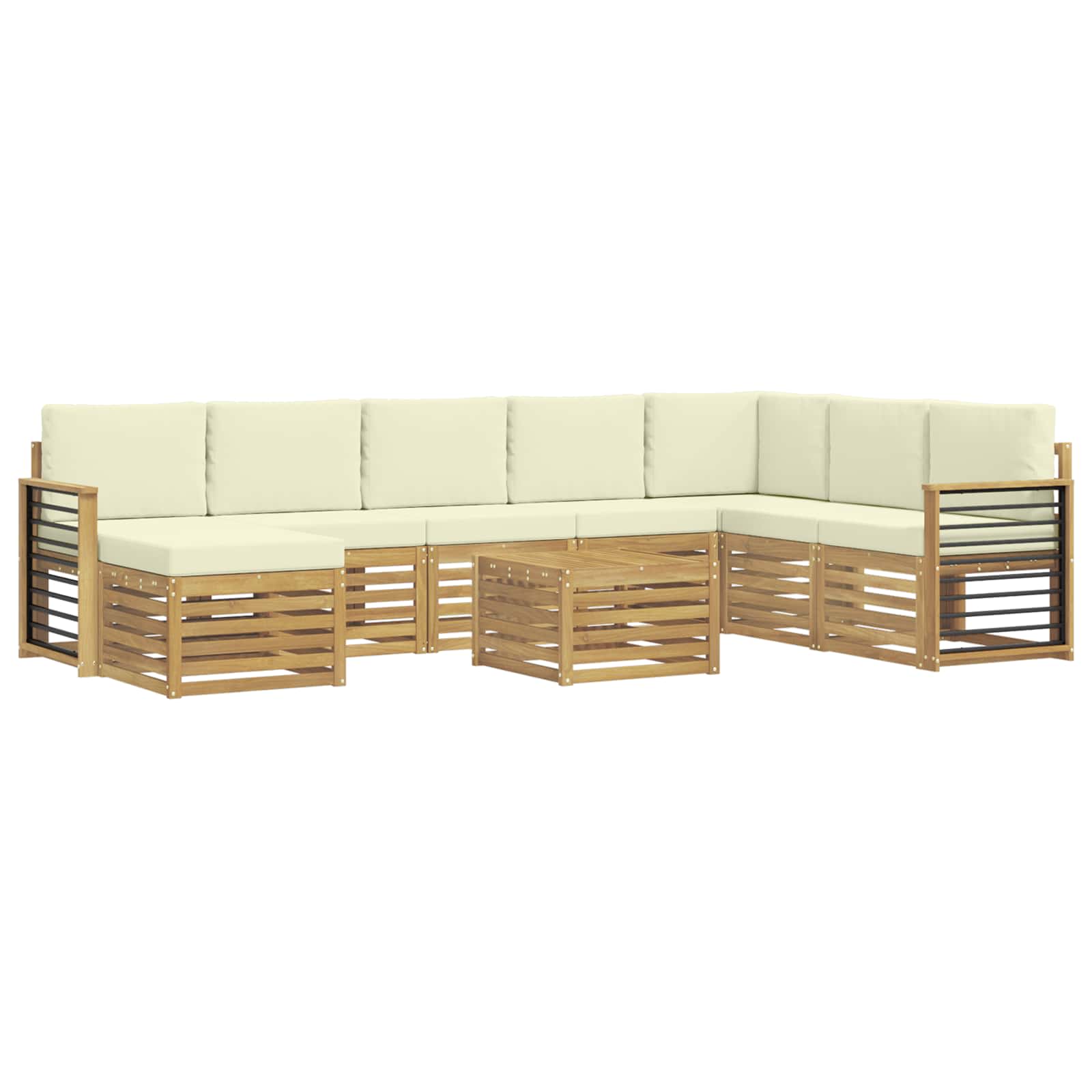 Outdoor-sofagarnitur 9 Stk. 8-sitzer Weiß Und Creme Polyester Vidaxl