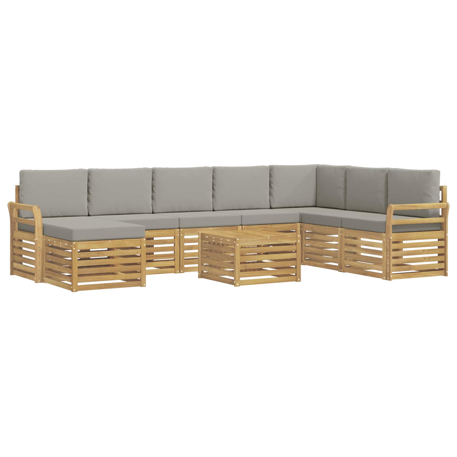 Outdoor-sofagarnitur 9 Stk. 8-sitzer Weiß Und Hellgrau Vidaxl