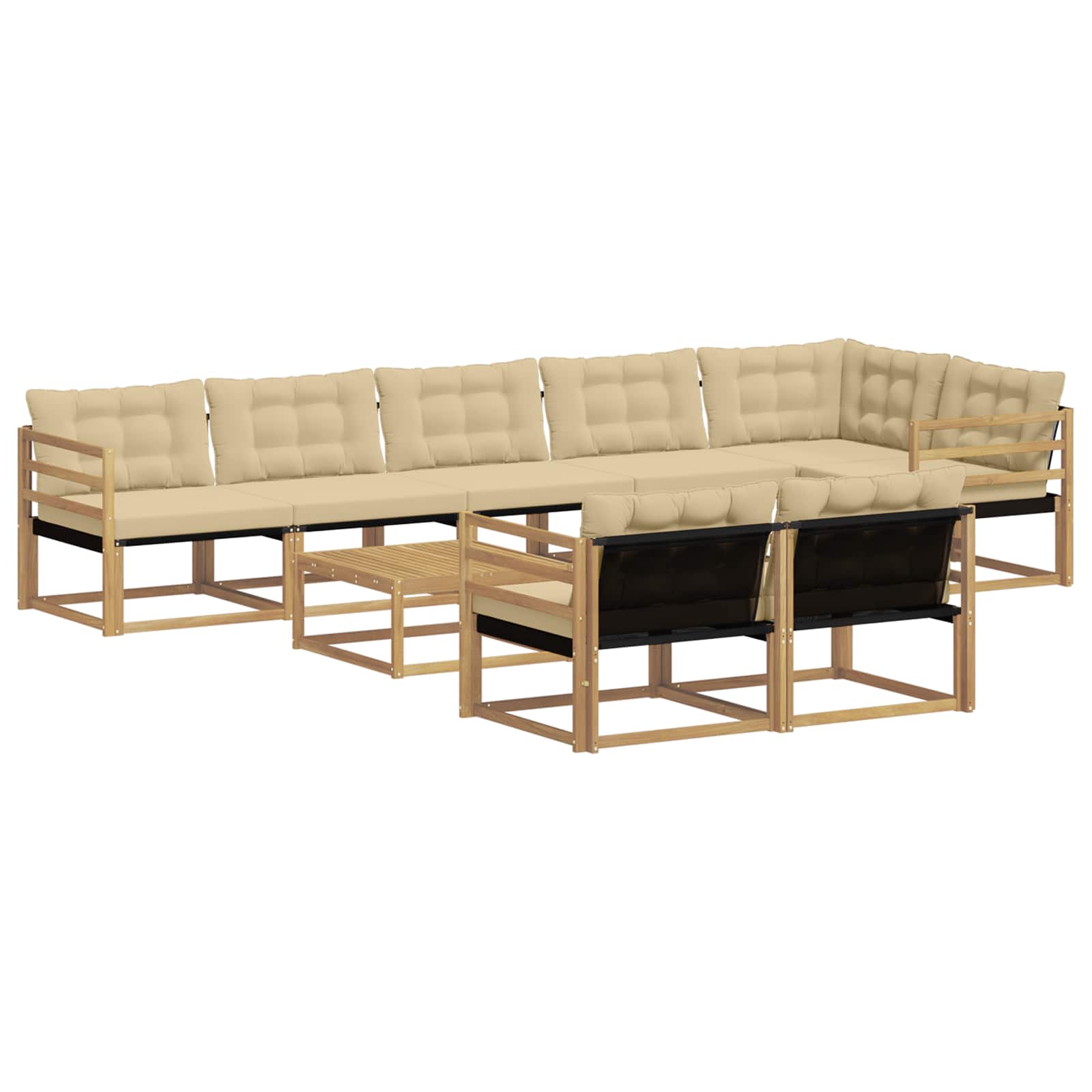 Outdoor-sofagarnitur 9 Stk. 8-sitzer Weiß Und Beige Vidaxl