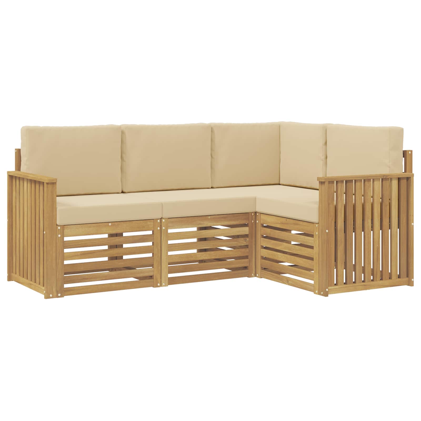 Outdoor-sofagarnitur 4 Stk. 4-sitzer Weiß Und Beige Polyester Vidaxl