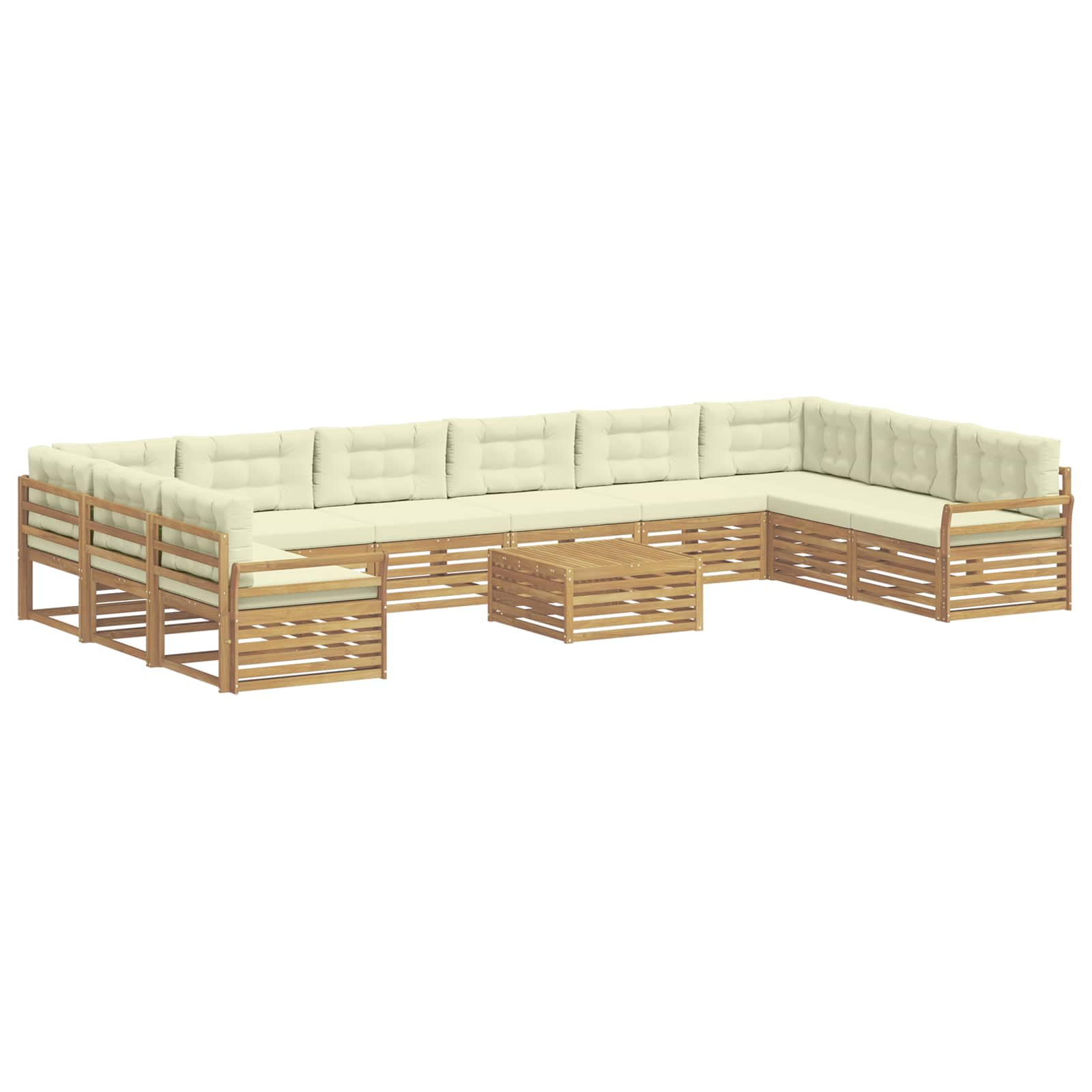 Sofagarnituren 11 Stk. 10-sitzer Weiß Und Creme Polyester Vidaxl