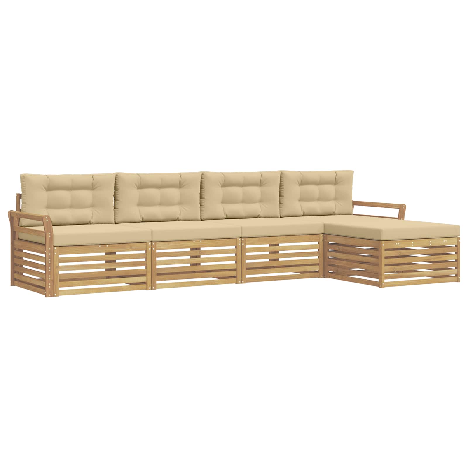 Outdoor-sofagarnitur 5 Stk. 4-sitzer Weiß Und Beige Vidaxl