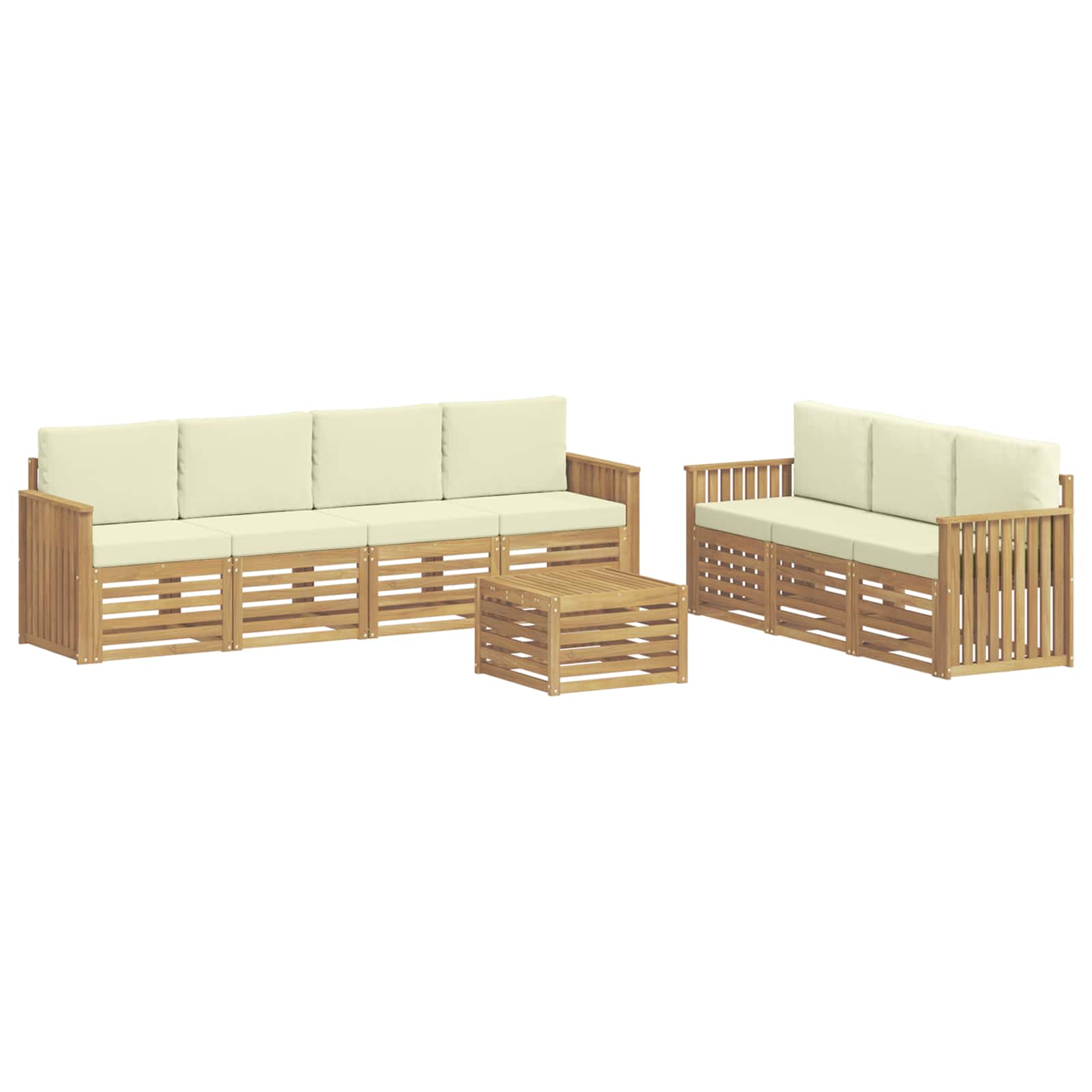 Sofagarnituren 8 Stk. 7-sitzer Weiß Und Creme Polyester Vidaxl