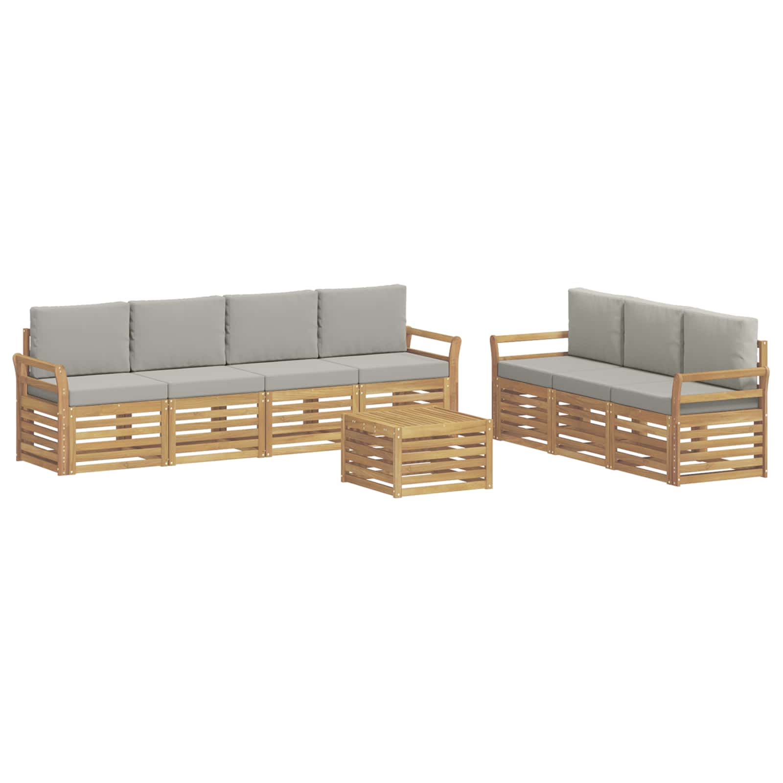 Sofagarnituren 8 Stk. 7-sitzer Weiß Und Hellgrau Polyester Vidaxl