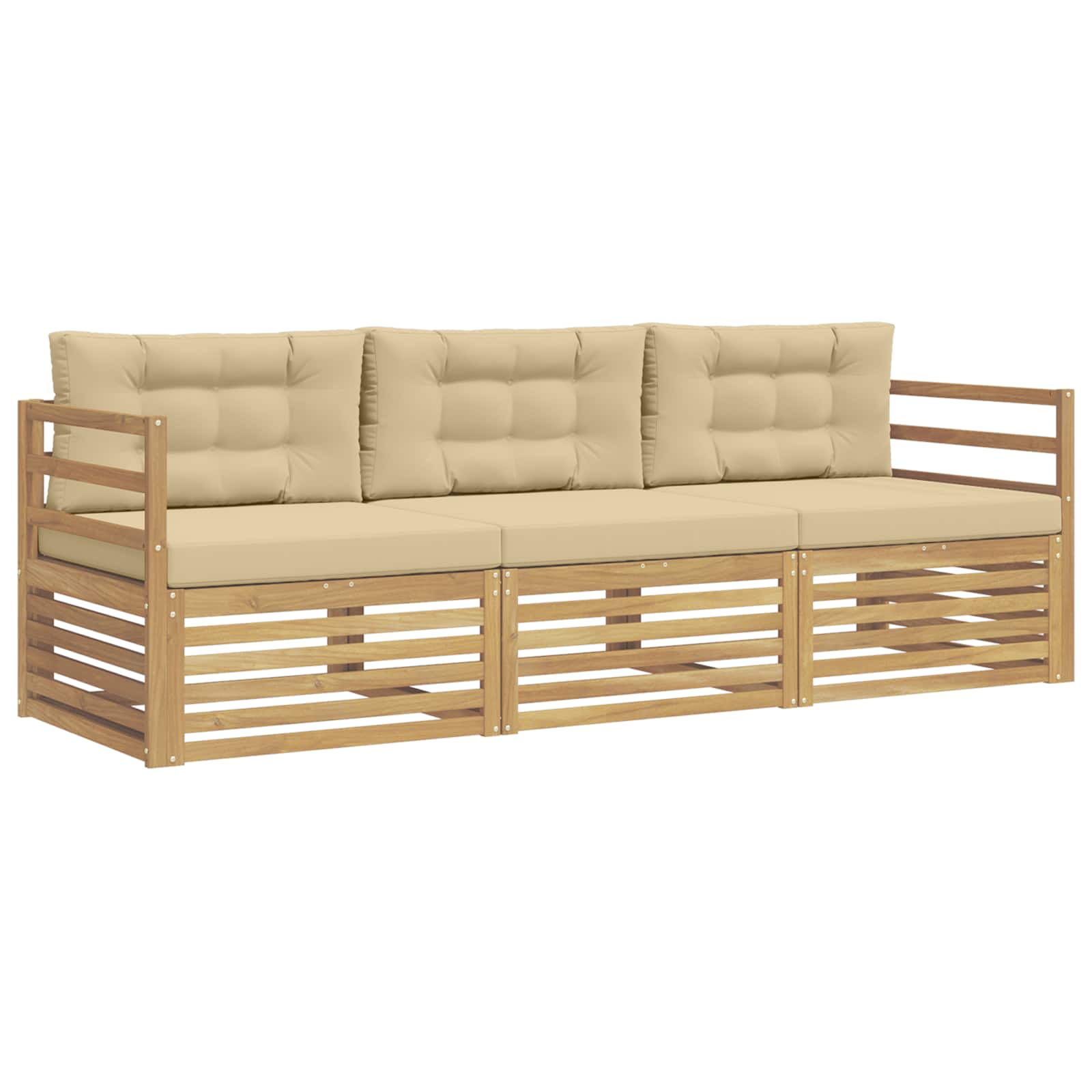 Outdoor-sofagarnitur 3 Stk. 3-sitzer Weiß Und Beige Polyester Vidaxl