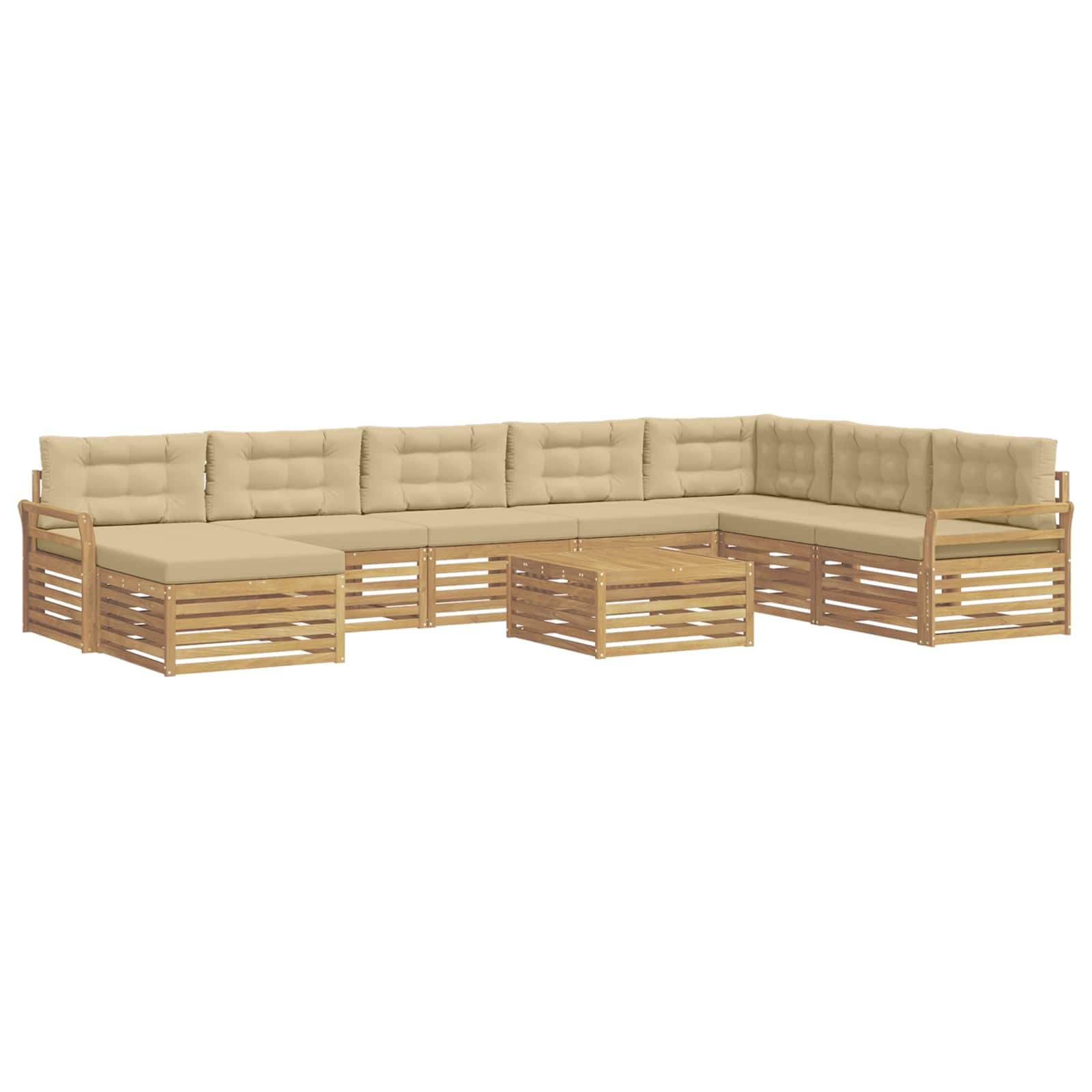 Outdoor-sofagarnitur 9 Stk. 7-sitzer Weiß Und Beige Vidaxl