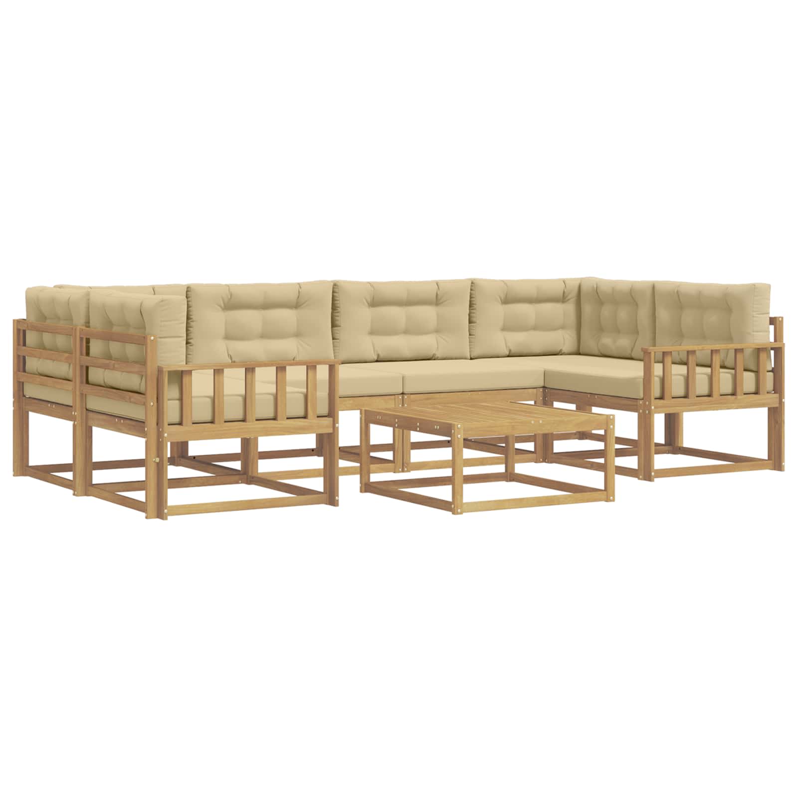 Outdoor-sofagarnitur 5 Stk. 6-sitzer Weiß Und Beige Vidaxl