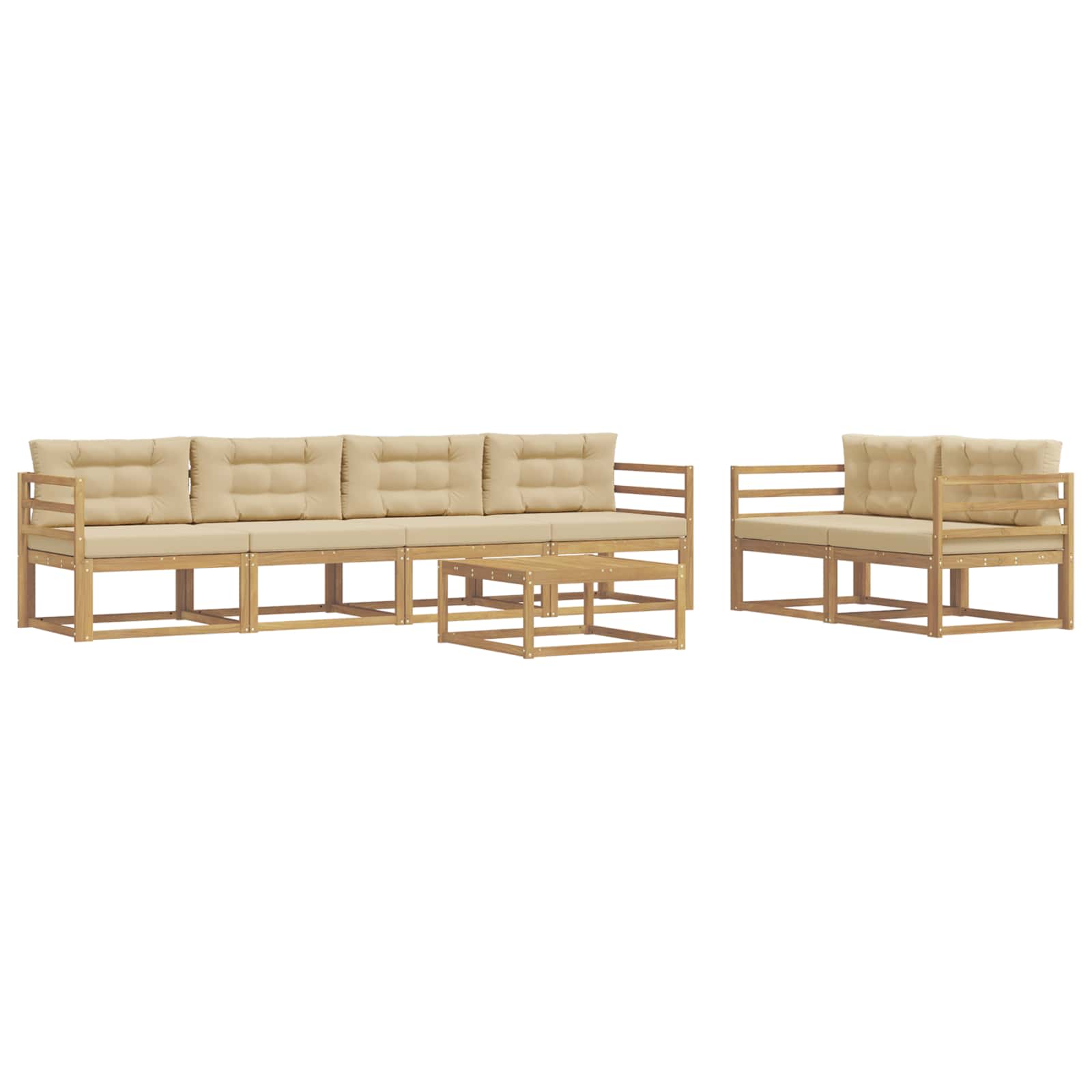 Outdoor-sofagarnitur 6 Stk. 6-sitzer Weiß Und Beige Vidaxl