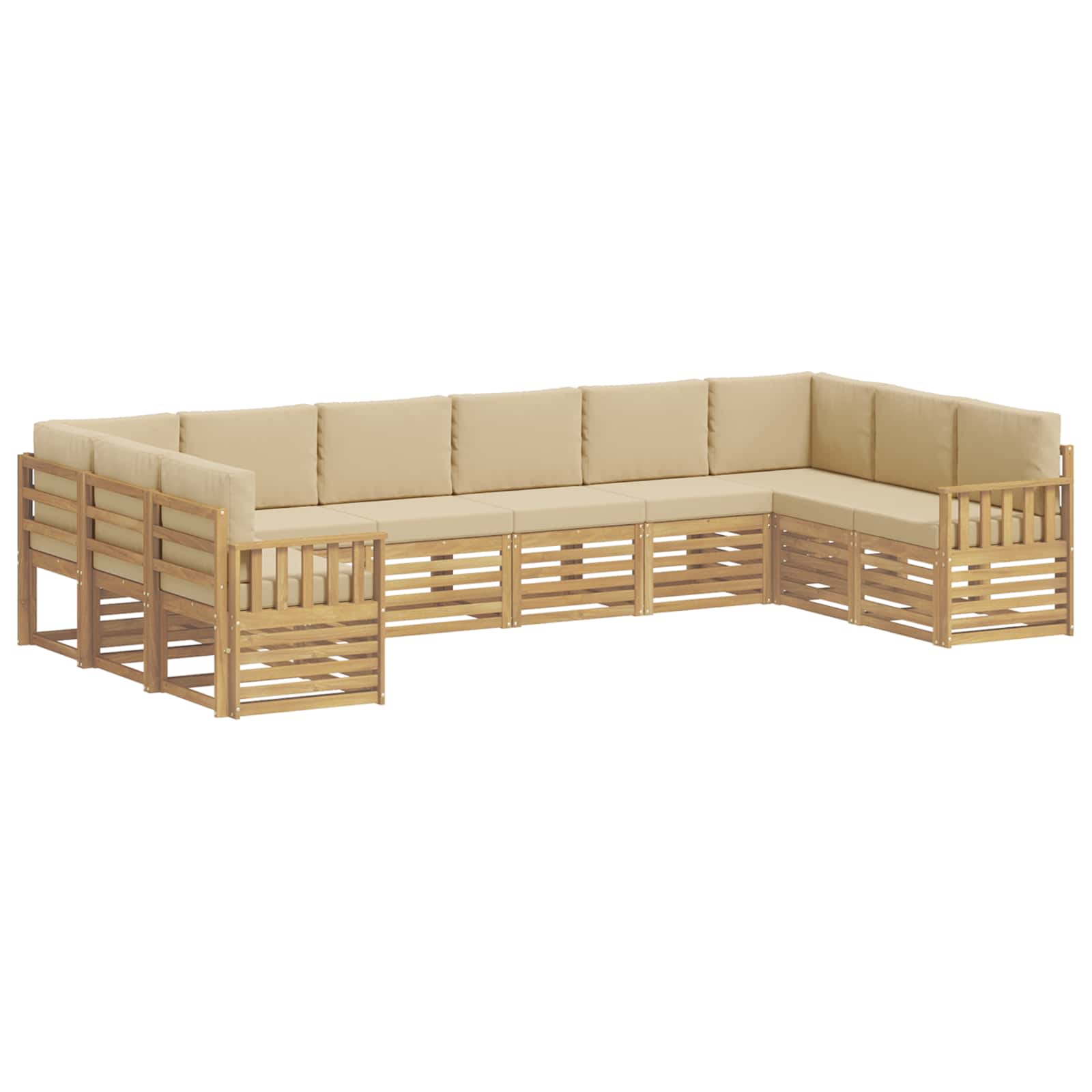 Outdoor-sofagarnitur 10 Stk. 10-sitzer Weiß Und Beige Polyester Vidaxl