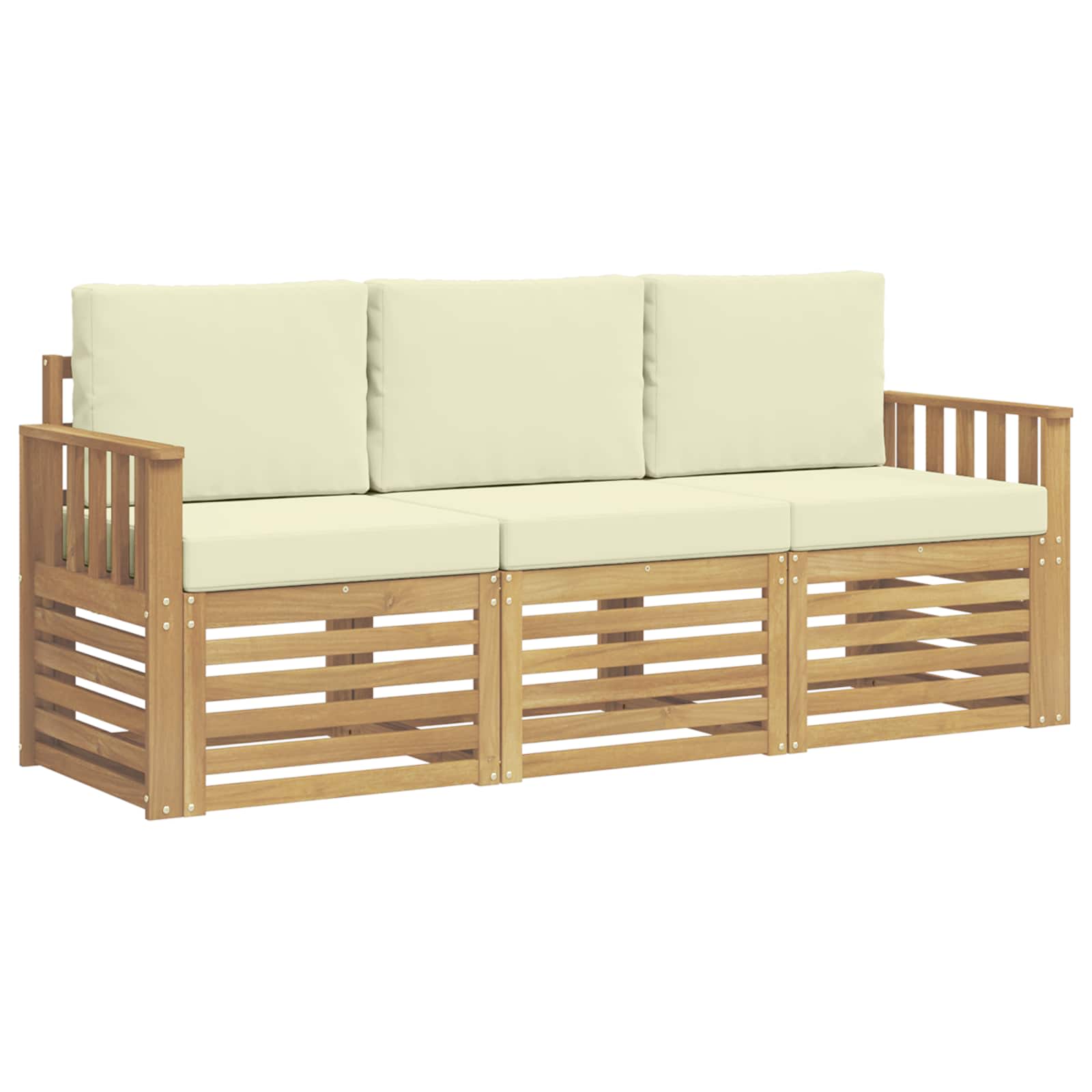Outdoor-sofagarnitur 3 Stk. 3-sitzer Weiß Und Creme Polyester Vidaxl