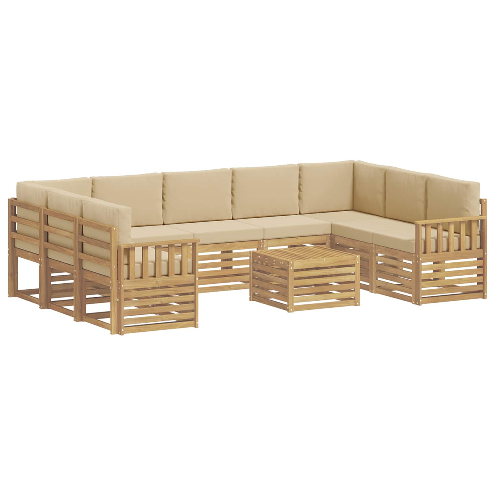 Outdoor-sofagarnitur 10 Stk. 9-sitzer Weiß Und Beige Polyester Vidaxl