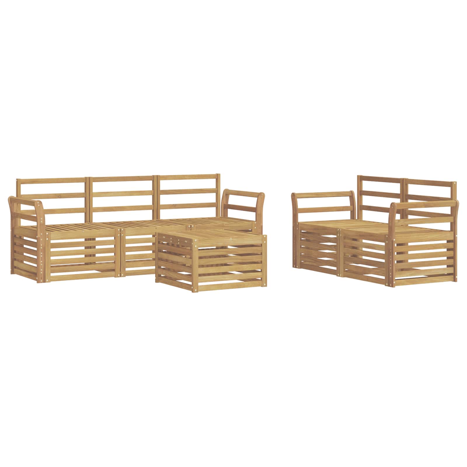 Outdoor-sofagarnitur 6 Stk. 5-sitzer Weiß Massivholz Akazie Vidaxl