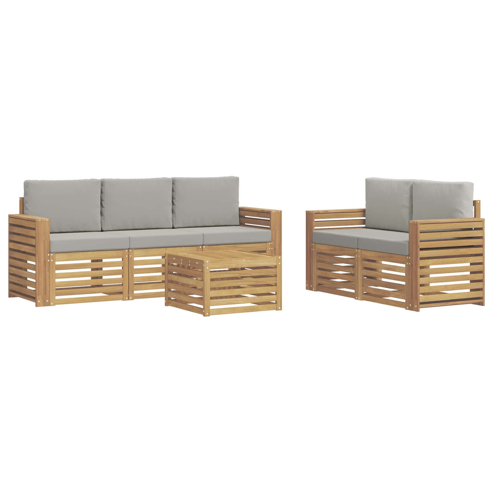 Outdoor-sofagarnitur 6 Stk. 5-sitzer Weiß Und Hellgrau Vidaxl