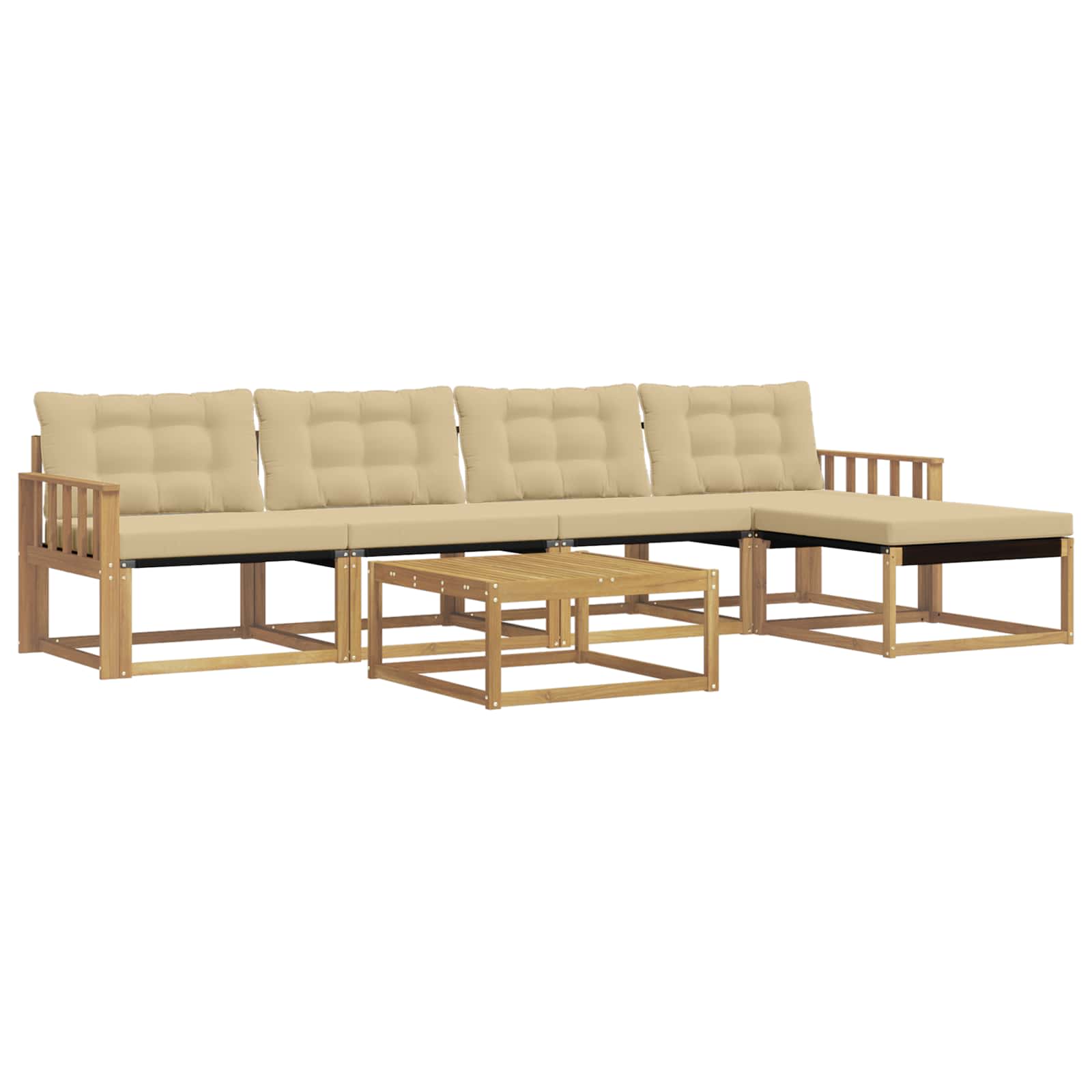 Outdoor-sofagarnitur 6 Stk. 4-sitzer Weiß Und Beige Vidaxl
