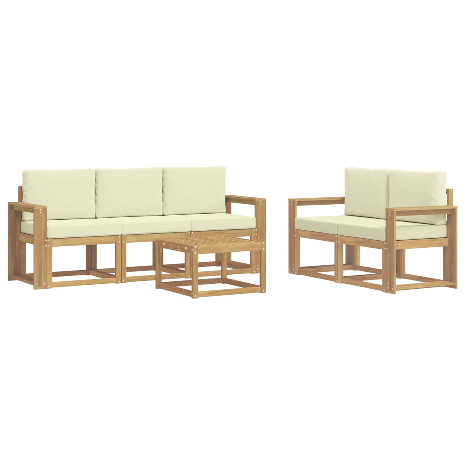 Outdoor-sofagarnitur 6 Stk. 5-sitzer Weiß Und Creme Vidaxl