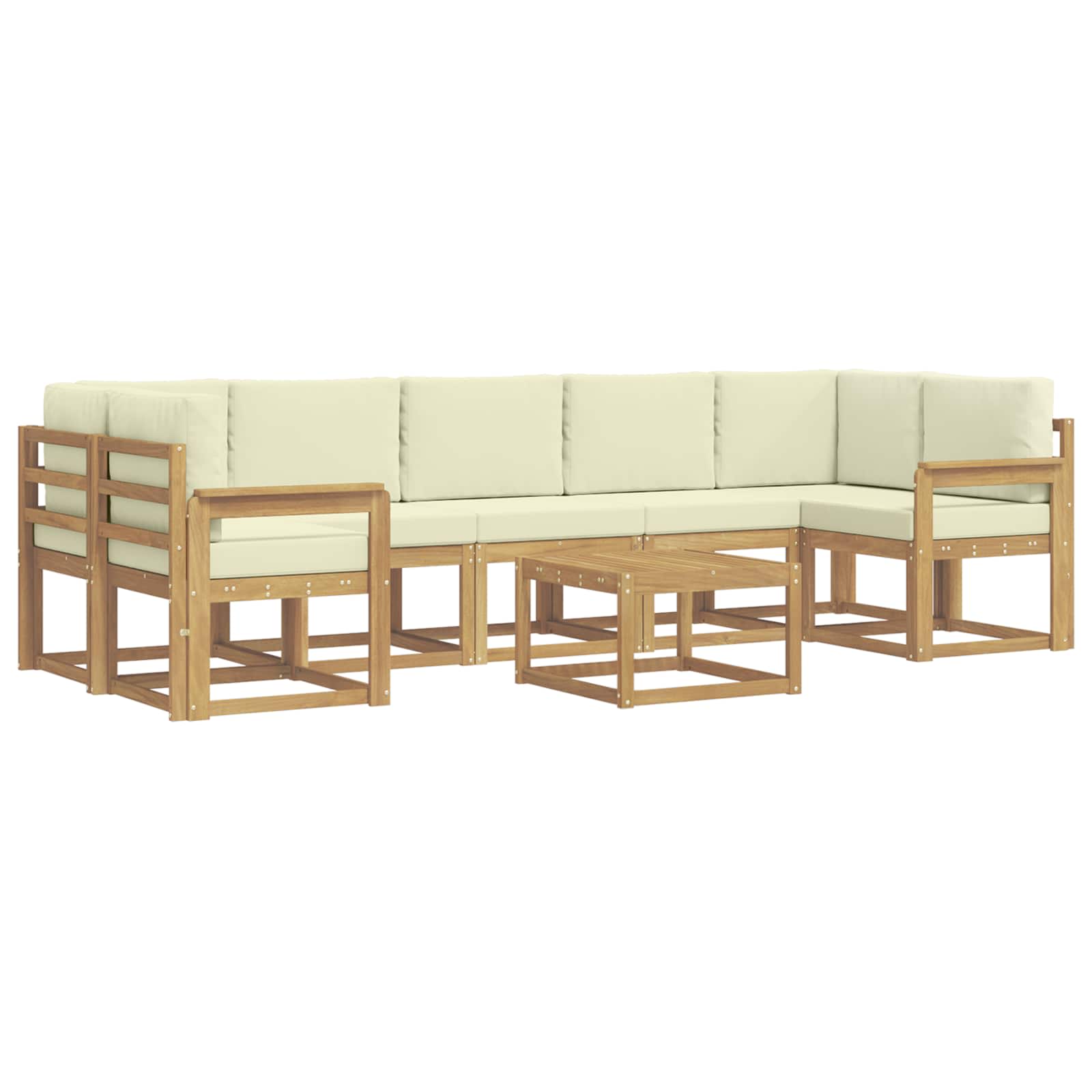 Outdoor-sofagarnitur 6 Stk. 7-sitzer Weiß Und Creme Vidaxl