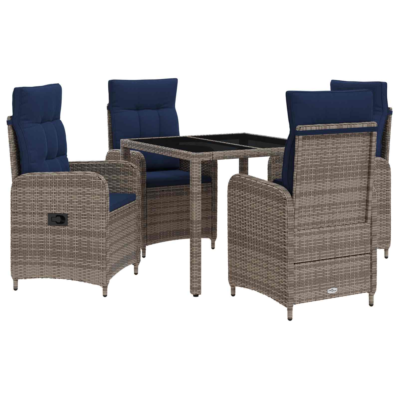 Outdoortisch-set 5 Stk. Grey And Navy Blue 90 X 90 X 75 Cm Vidaxl