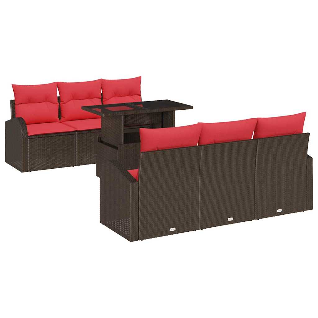 Gartensofa-set 7 Stk. Braun [synthetisch]: Poly Rattan Vidaxl