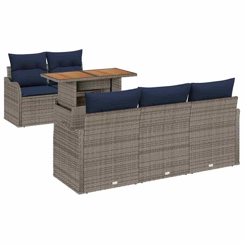 Garten-sofa-set 6 Stk. Grau Und Marineblau 100 X 55 X 73 Cm Vidaxl