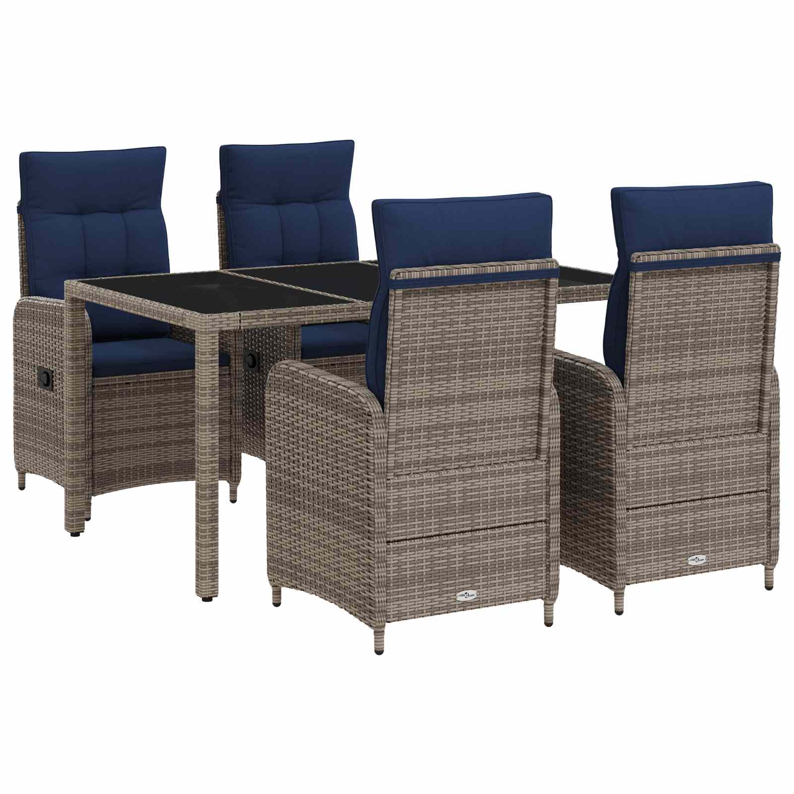 Outdoortisch-set 5 Stk. Grey And Navy Blue 150 X 90 X 75 Cm Vidaxl
