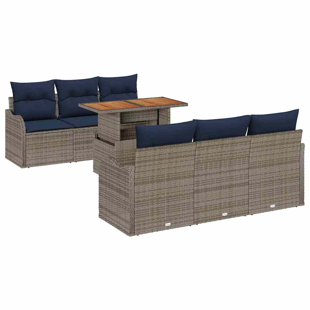 Gartensofa-set 7 Stk. Grau Und Marineblau 100 X 55 X 73 Cm Vidaxl