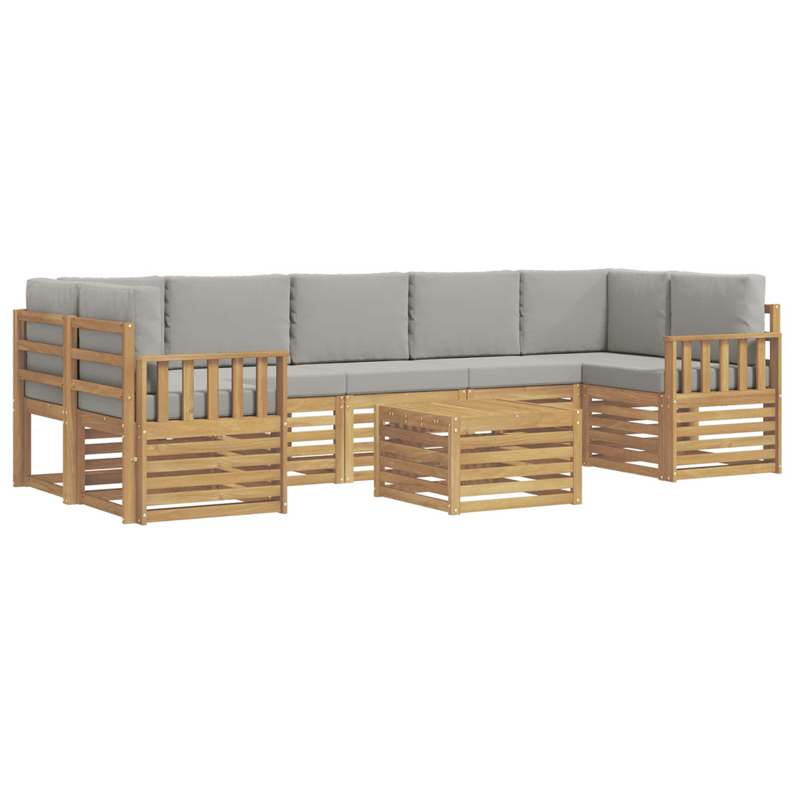 Outdoor-sofagarnitur 8 Stk. 7-sitzer Weiß Und Hellgrau Vidaxl
